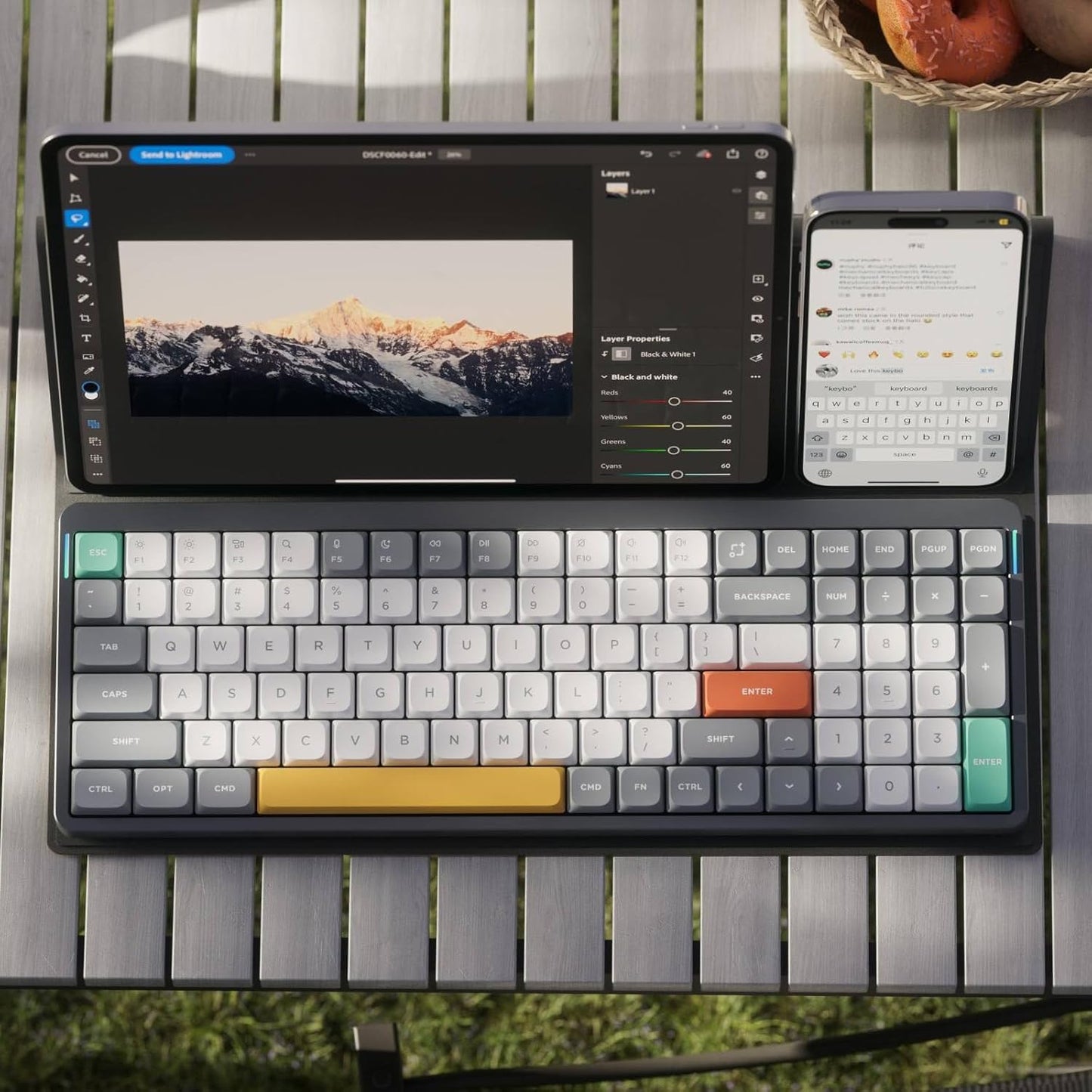 nuphy Air96 V2 Wireless Mechanical Keyboard,100 Keys RGB Backlit Keyboard,Supports Bluetooth 5.1,2.4G and Wired Connection,for PC/Laptop/Windows/Mac -Grey Gateron Aloe Switch