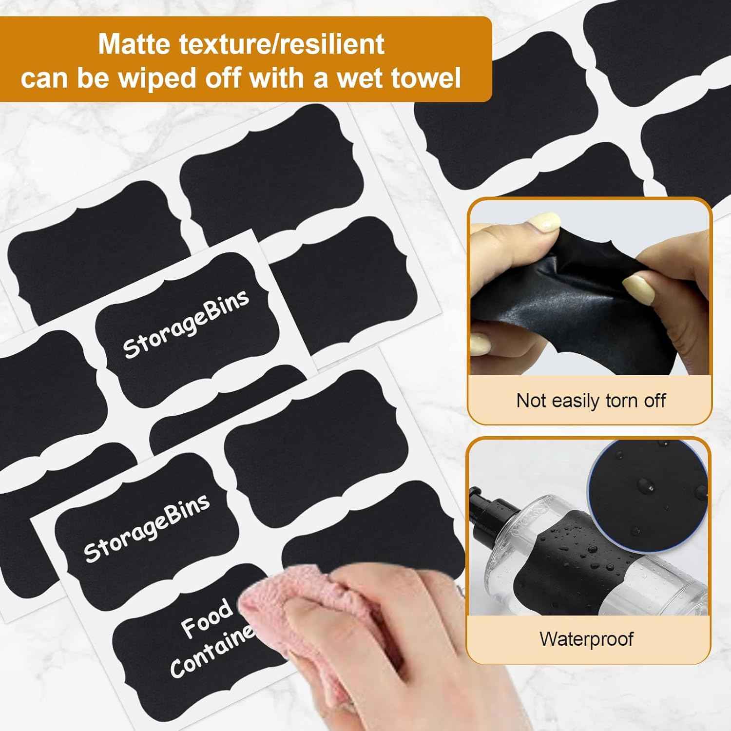 180PCS Chalkboard Labels-3.4" x 2.1" Large Size Reusable Blackboard Stickers with 1 Liquid Chalk Markers for Mason Jars, Storage Bins,Craft Rooms,Food Containers and Pantry Storage