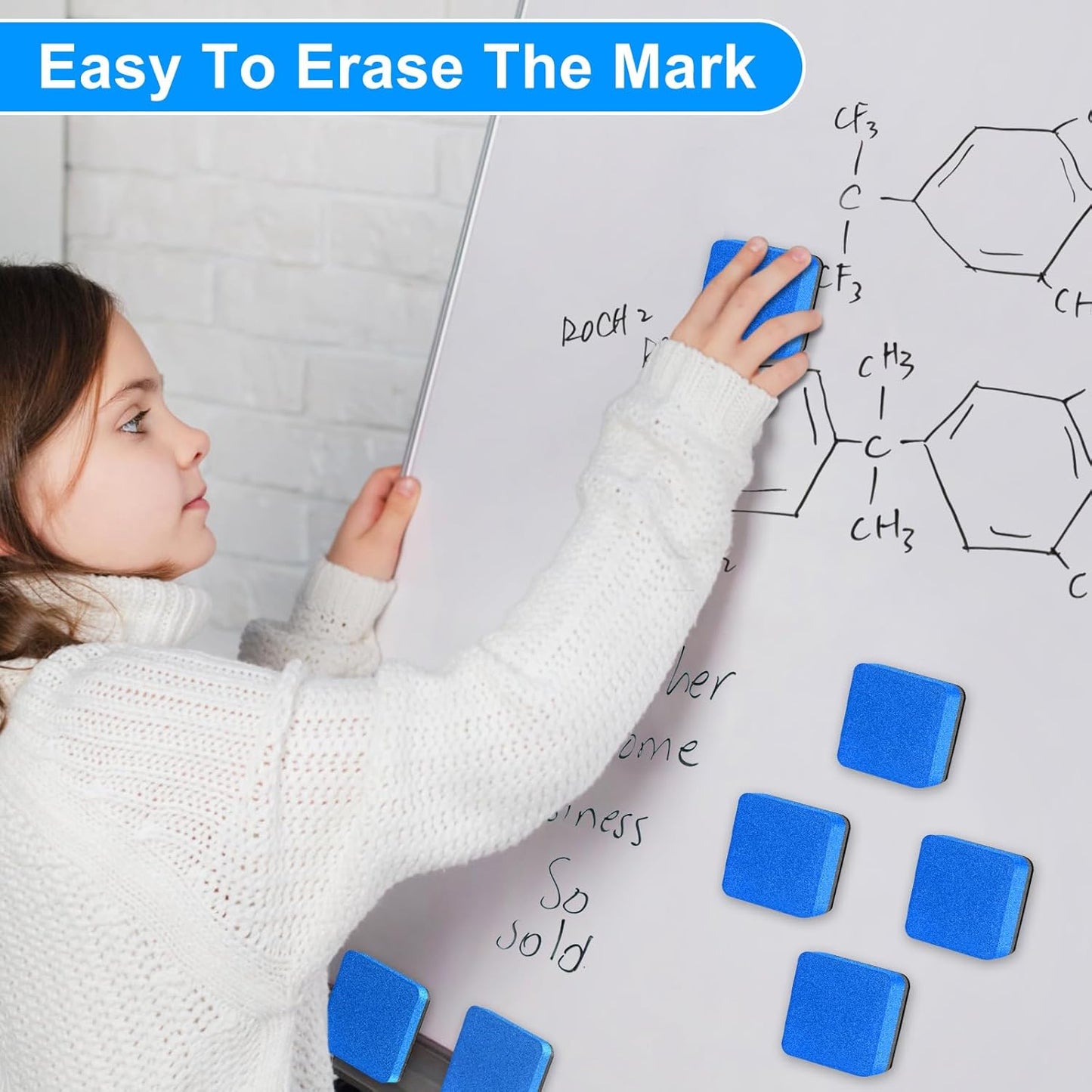 200 Packs Cube Dry Erase Eraser Bulk, Mini Magnetic Whiteboard Dry Erasers Chalkboard Cleaner Wiper for Classroom, School, Home, and Office Supplies