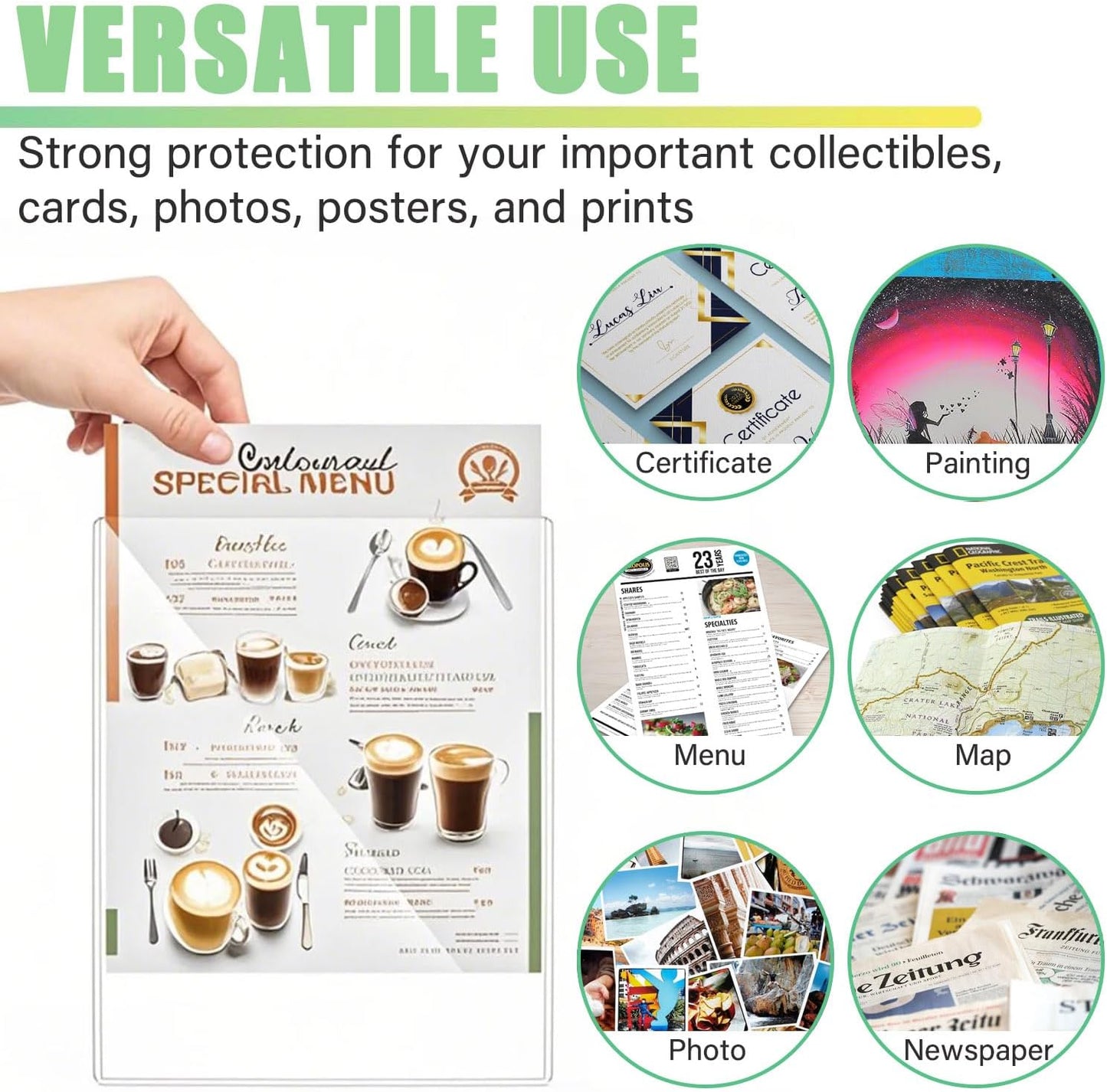 25PCS 5" x 7" Clear Rigid Card Sleeves – Waterproof Hard Plastic Protectors for Postcards, Prints, Photos, Trading & Sports Cards – Top Load Jumbo Sheet Holders