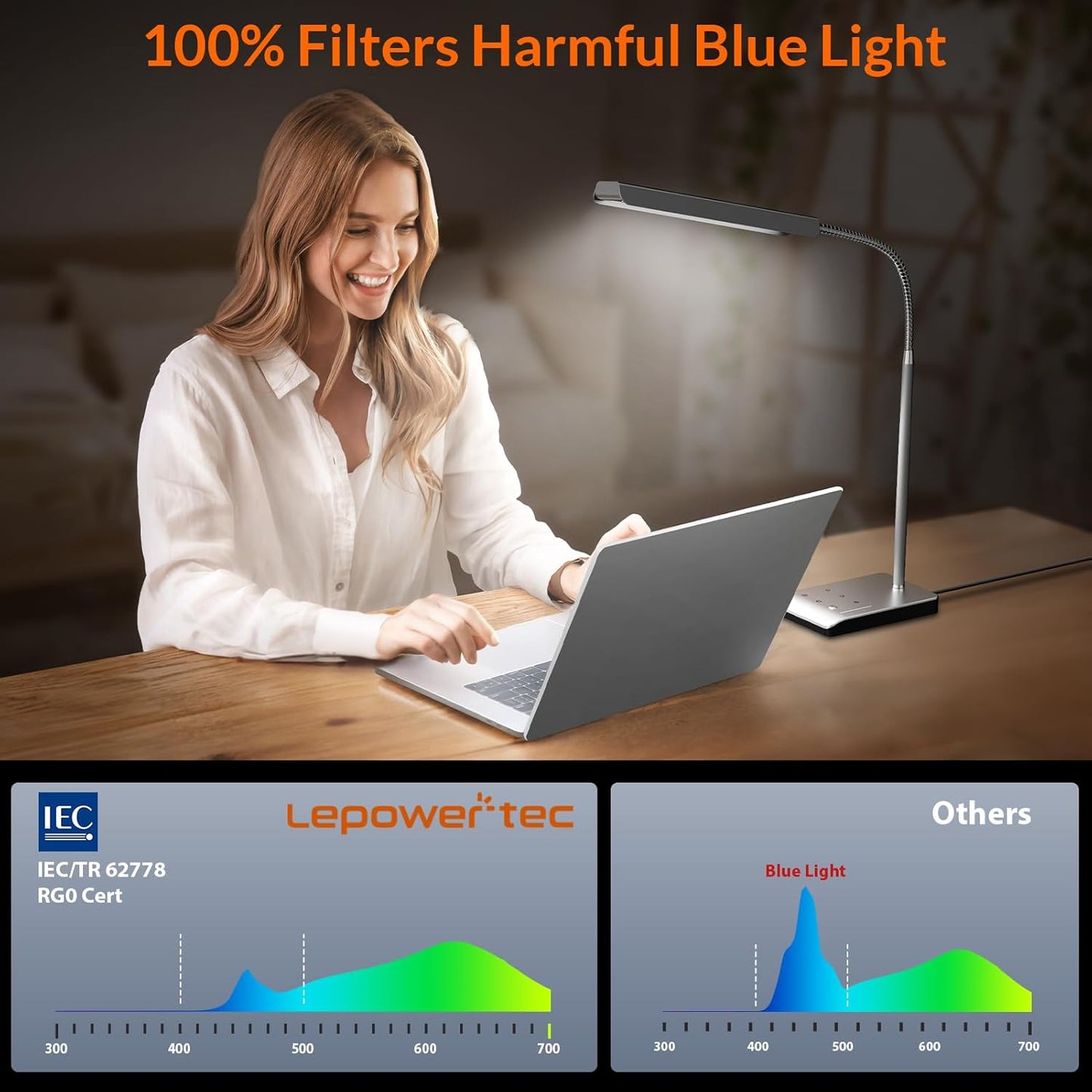 LED Desk Lamp, 12W Reading Desk Lamp for Office Home with 60 Lighting Modes, Touch Control & Timer Function, 750LM Bright Eye-Caring Gooseneck Desk Light Table Lamp for Study, Work, Silver - Lumora Desk
