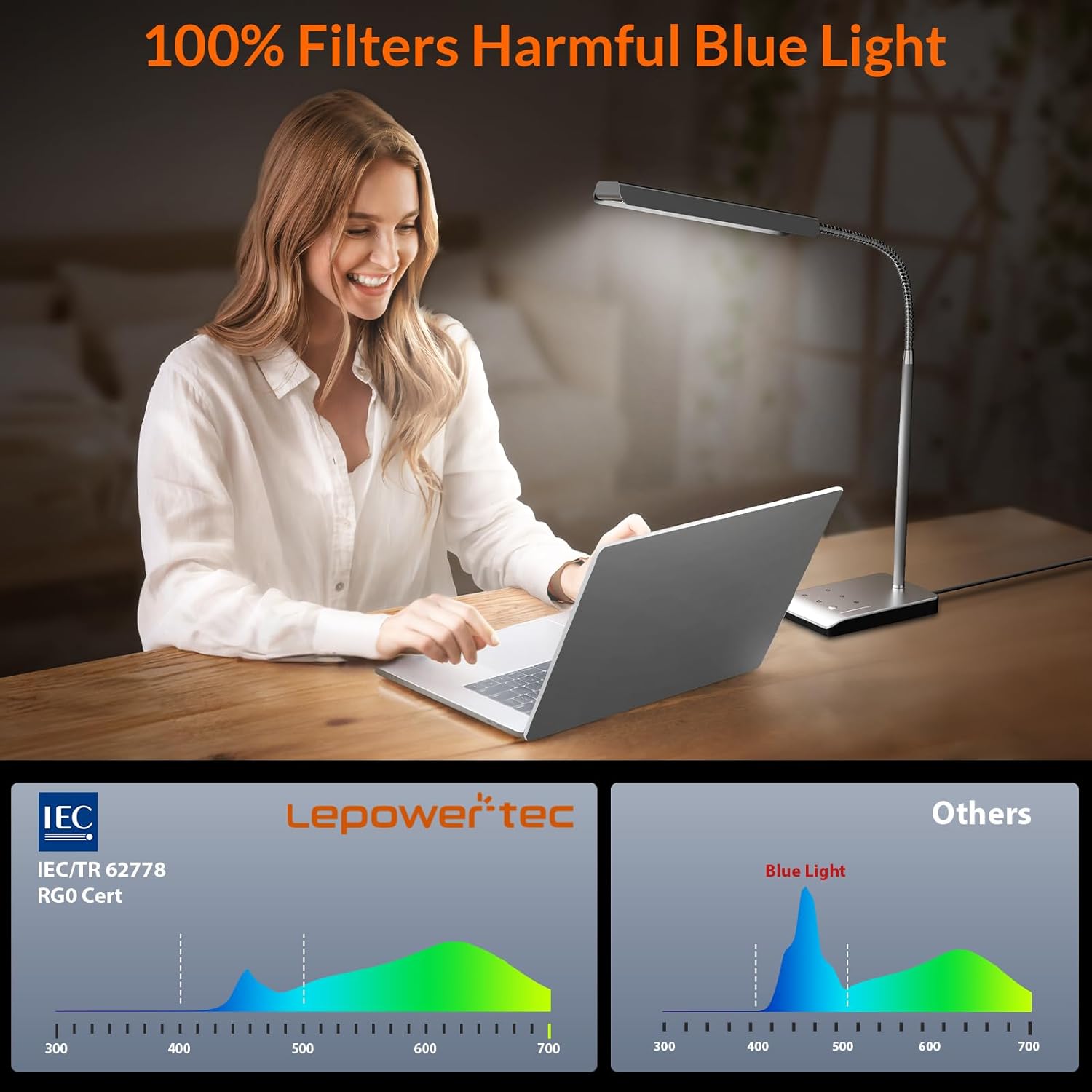 LED Desk Lamp, 12W Reading Desk Lamp for Office Home with 60 Lighting Modes, Touch Control & Timer Function, 750LM Bright Eye-Caring Gooseneck Desk Light Table Lamp for Study, Work, Silver - Lumora Desk