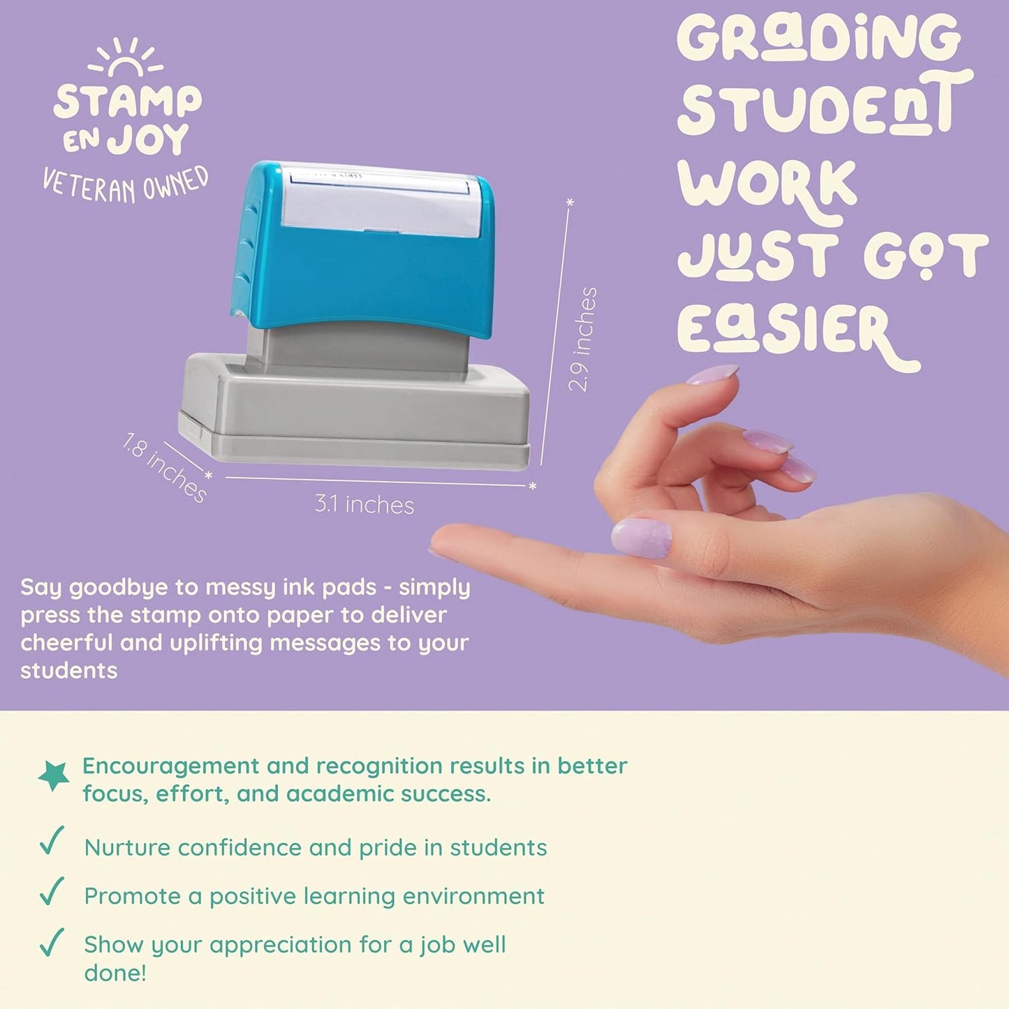 2 Self-Ink Flash Stamp Set, Multicolor Teacher Stamps for Classroom, Stamps for Teachers, Pre-Inked, Refillable Stamps
