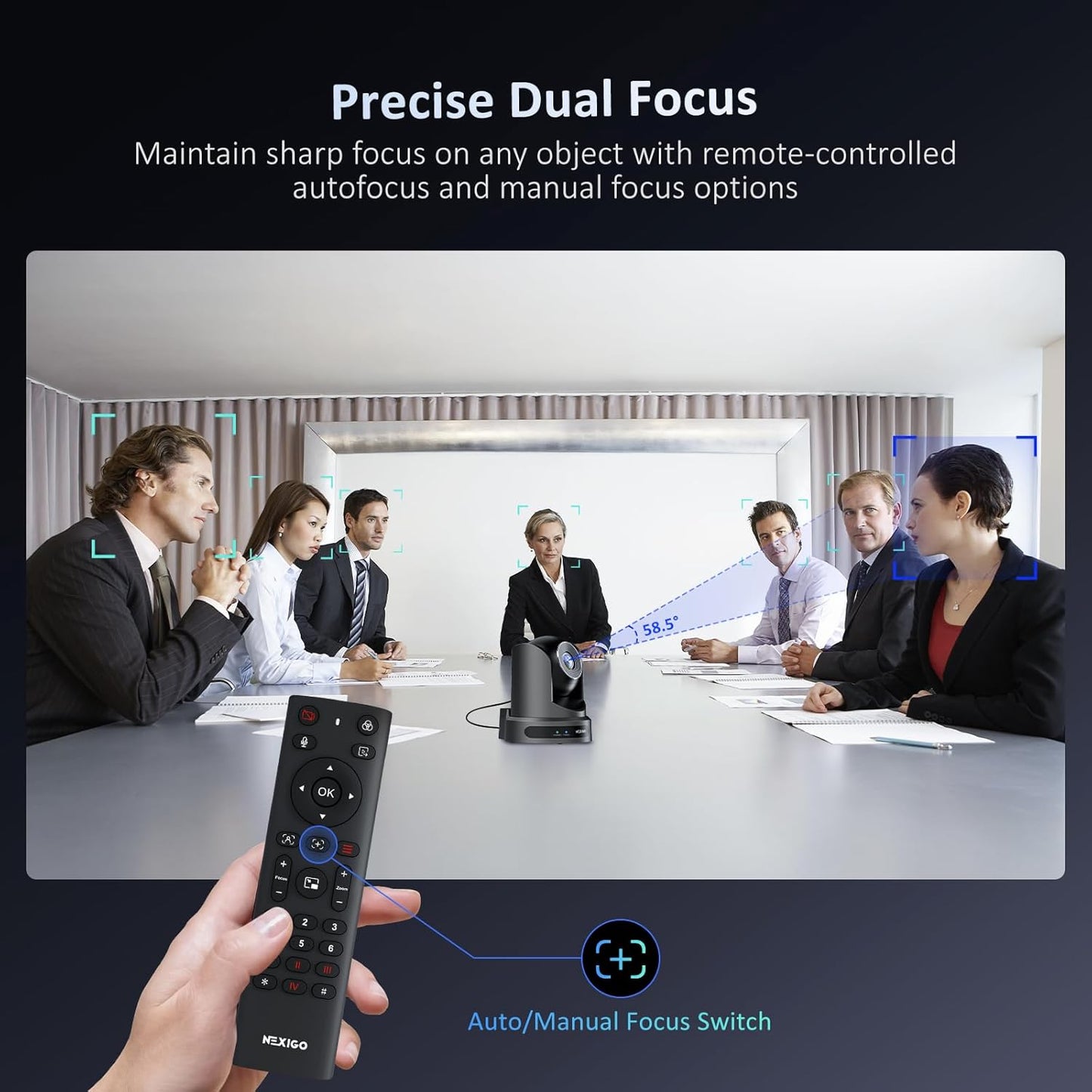 NexiGo Conference Room PTZ Camera System with 10X Optical Zoom, Remote Control, USB Output & Autofocus for Live Streaming, Meetings, Church Services, Education, for OBS/Zoom/Skype | Easy Setup