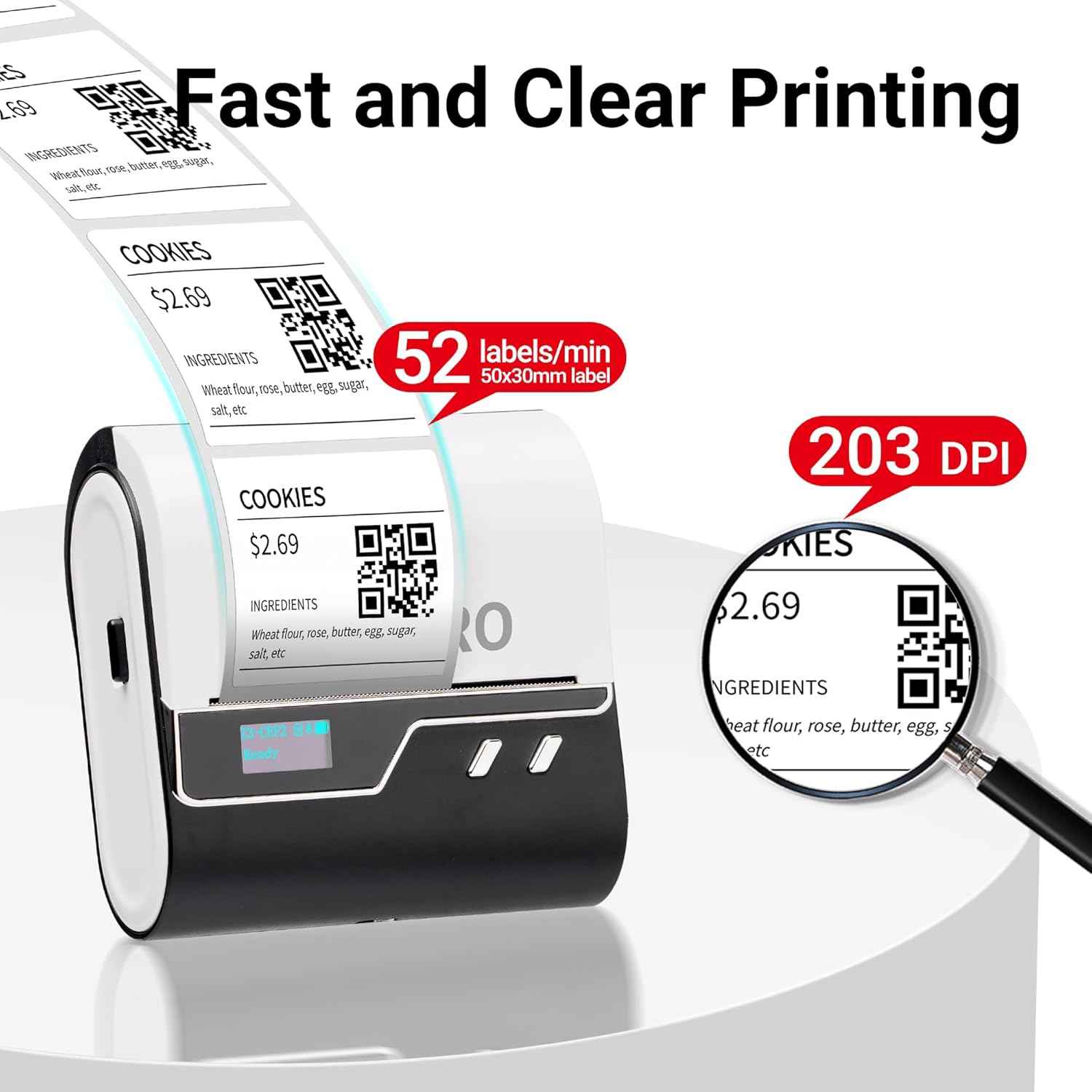 ORGBRO Z3 Label Maker Machine with Tape, 2-3 Inch Bluetooth Thermal Label Printer, Portable Sticker Printer for Small Business Office Home Organization Barcode Address, Compatible with Phones & PC