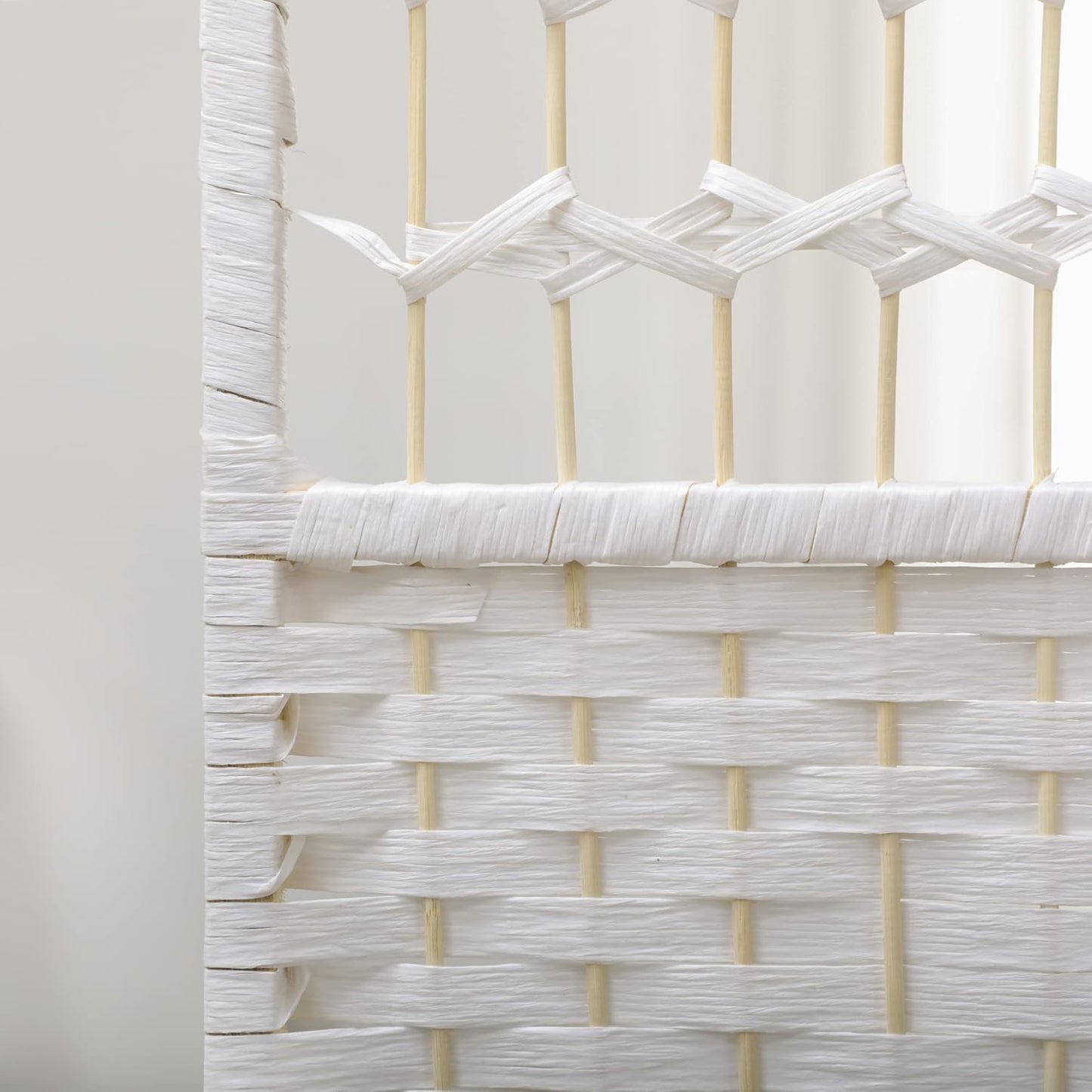 NicBex Room Divider 6 Panel Room Dividers with Woven Paper Design Partition Room Dividers and Folding Privacy Screens 5.6 FT Wall Divider for Office, Room Separation,94.5" W x 0.5" D x 67" H, White - Lumora Desk