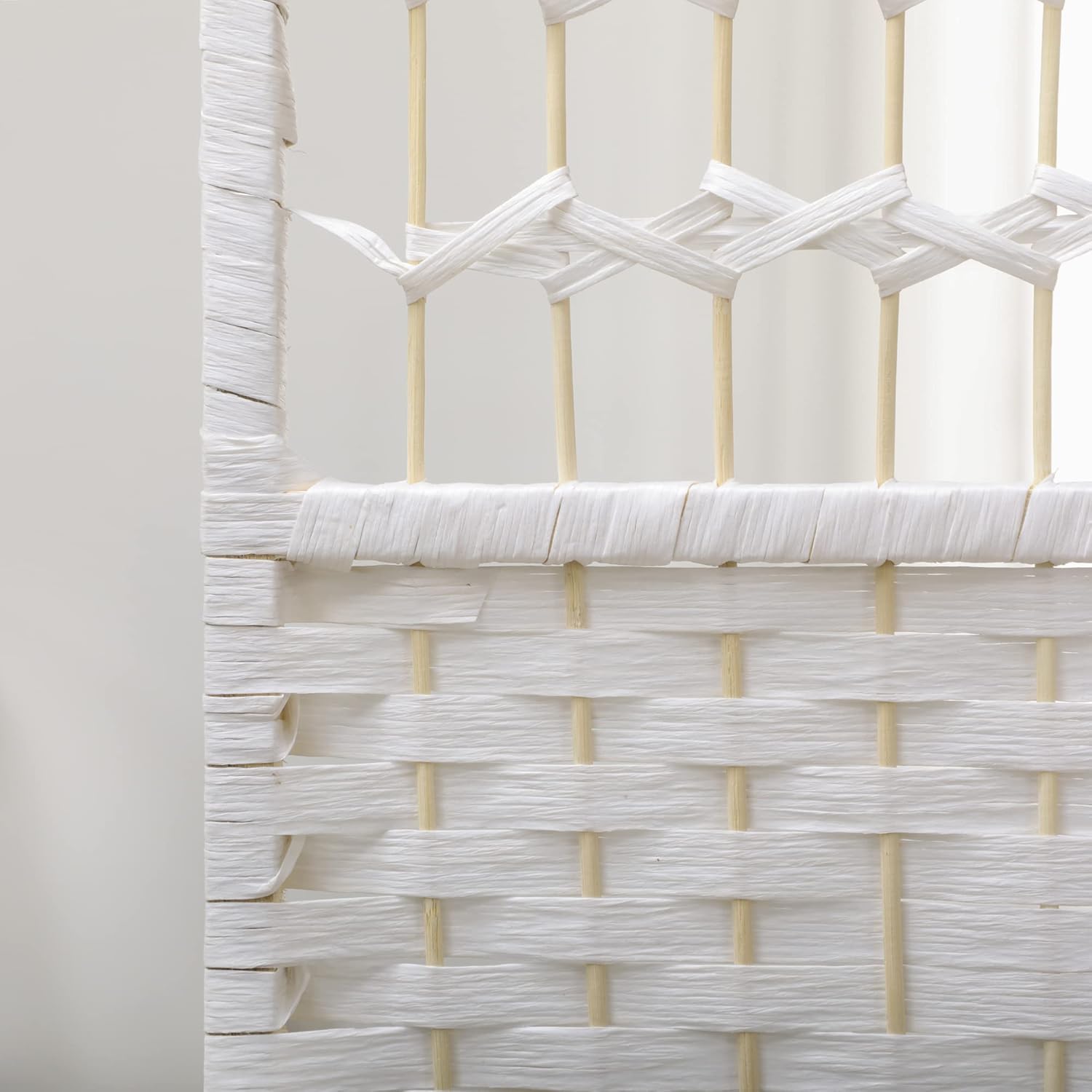 NicBex Room Divider 6 Panel Room Dividers with Woven Paper Design Partition Room Dividers and Folding Privacy Screens 5.6 FT Wall Divider for Office, Room Separation,94.5" W x 0.5" D x 67" H, White - Lumora Desk