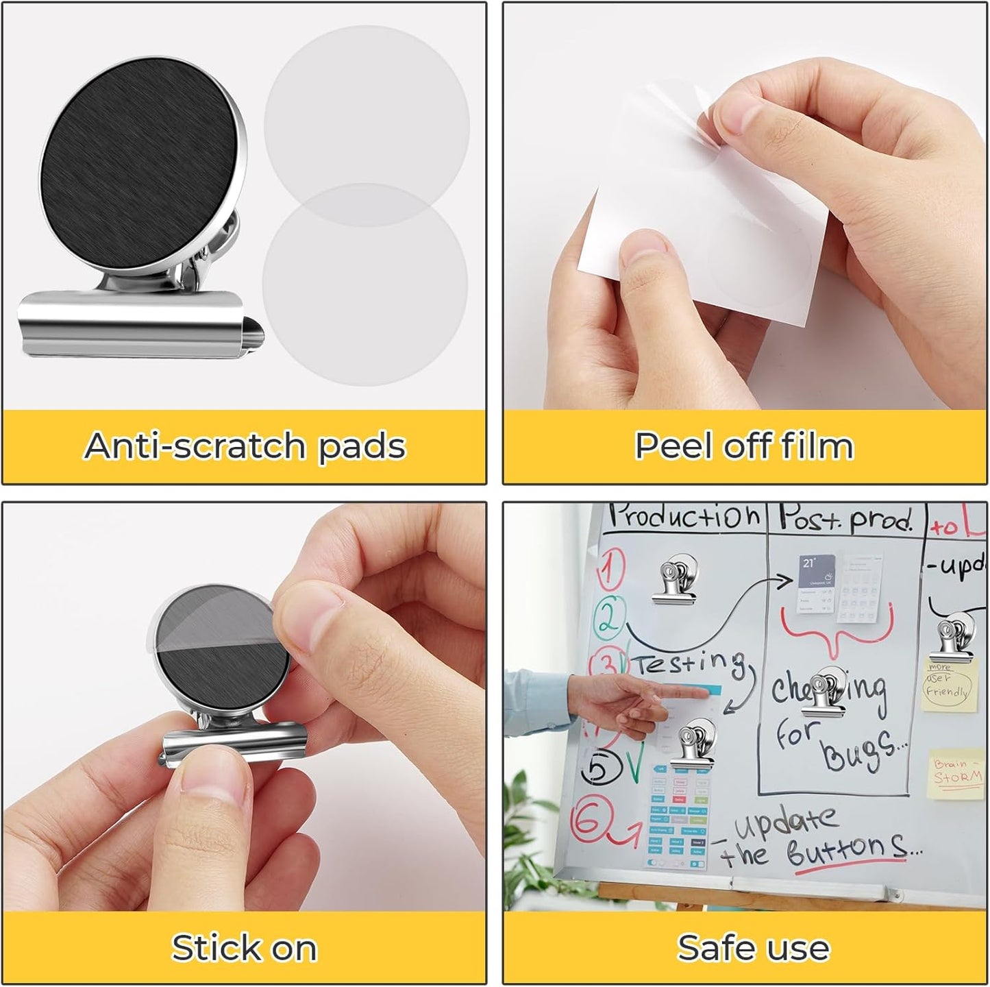 48 Pack Refrigerator Magnets Fridge Magnets, Strong Magnetic Clips, Magnet Clips Heavy Duty, Clip Magnets for Photo Displays, Whiteboard Magnets for Home, Office, Classroom