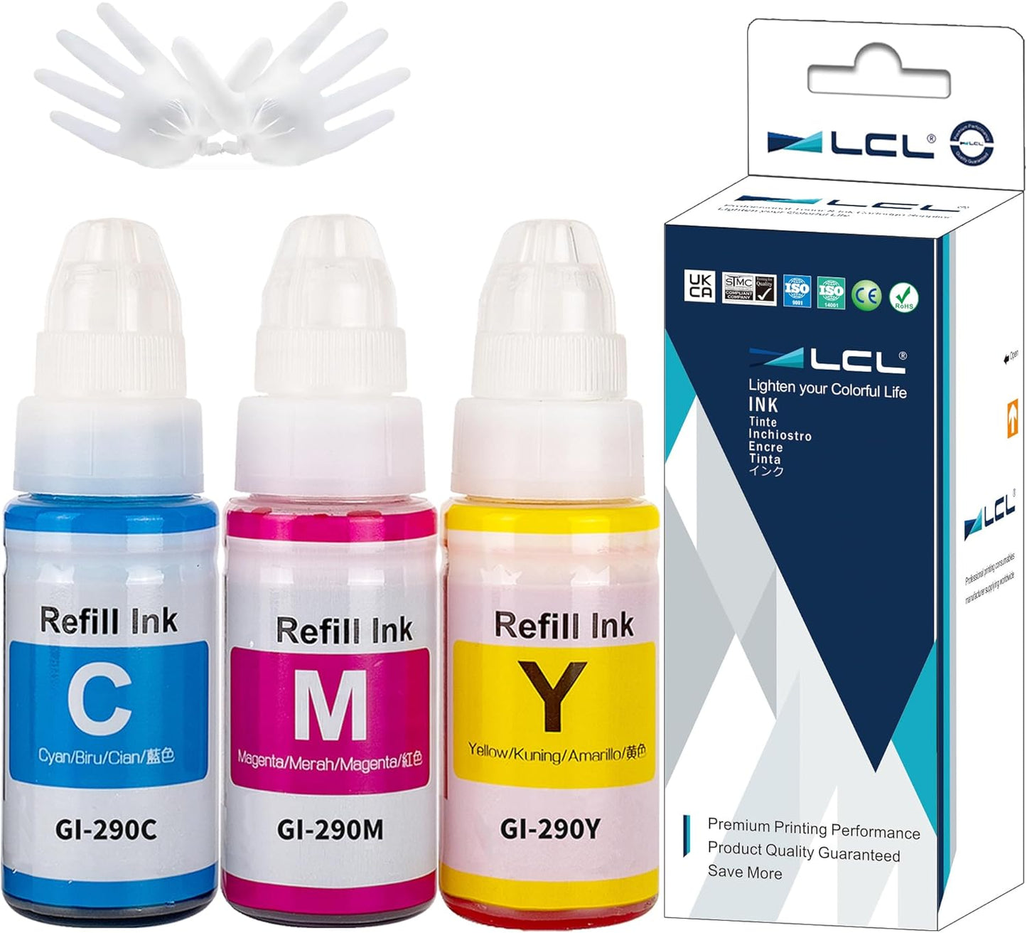 LCL GI-290 Ink Bottles Replacement for Canon GI 290 GI290 290 Ink Refill Bottles Compatible with Canon Megatank G3200 G4210 G1000 G1100 G1200 G1310 G1400 G1800 G1810 G1900 G2000 G2100 G2200 (CMY)