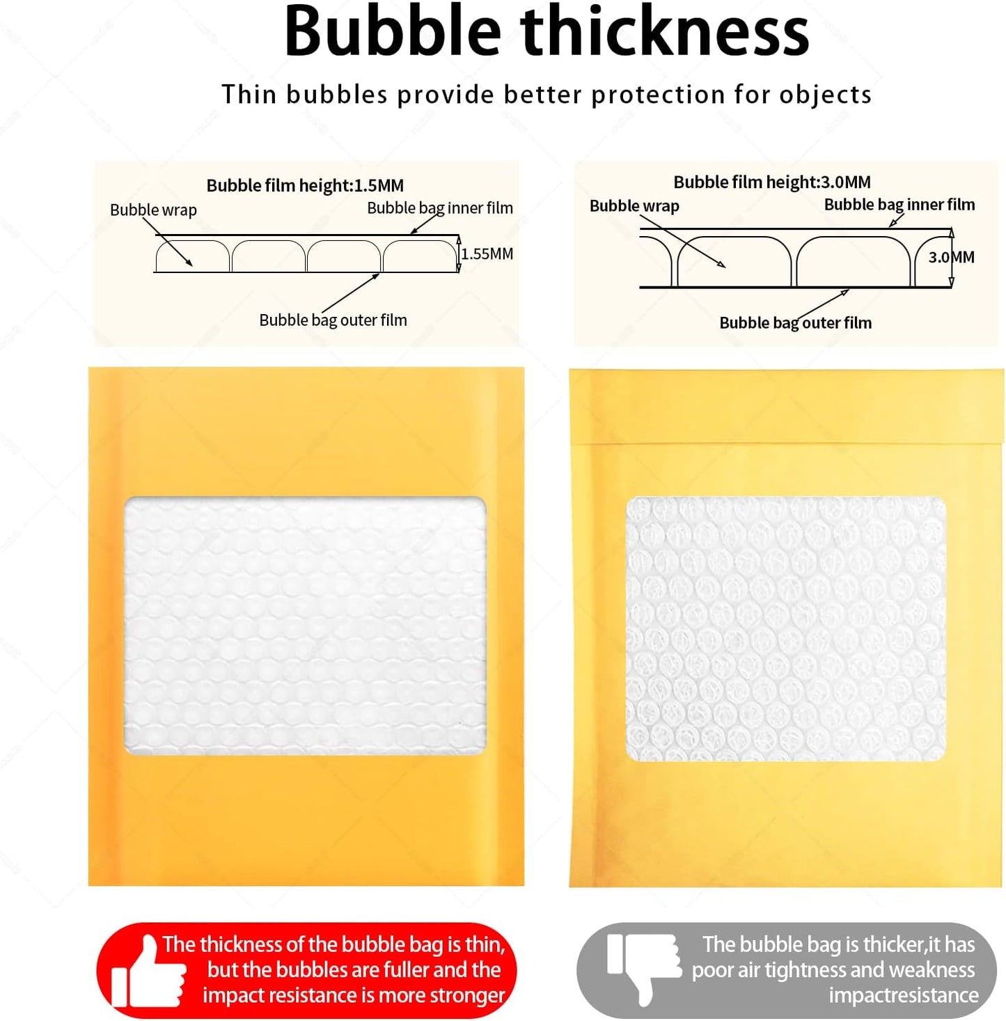 packbabol Kraft Bubble Mailers 8.5x11 Inch 50 Pcs,Small Self-Sealing Mail Shipping Bags,Yellow Padded Envelopes #2 - Lumora Desk