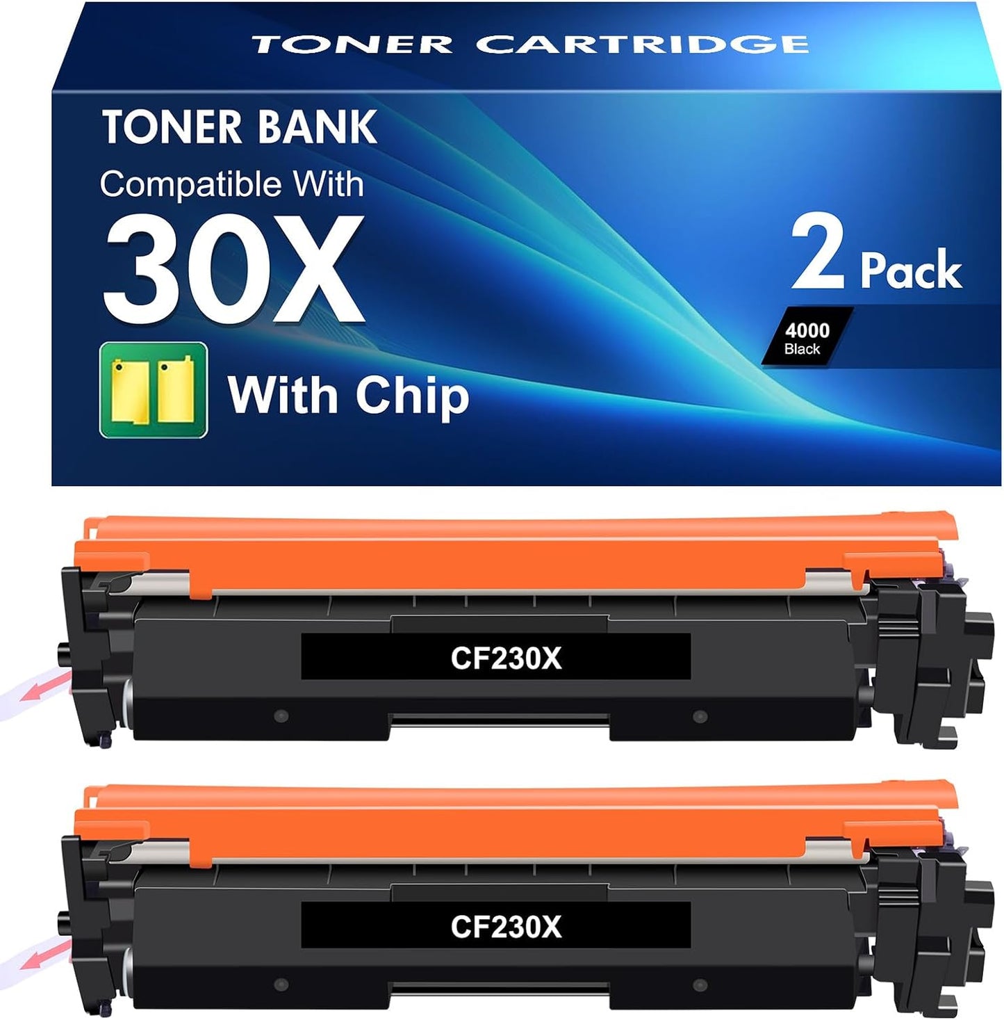 30X CF230X Black High Yield Toner Cartridge Compatible Replacement for HP 30X CF230X 30A CF230A M203dw for HP LaserJet Pro MFP M227fdw M227fdn M203dn M227sdn M203d M227 M203 Series Printer 2 Pack