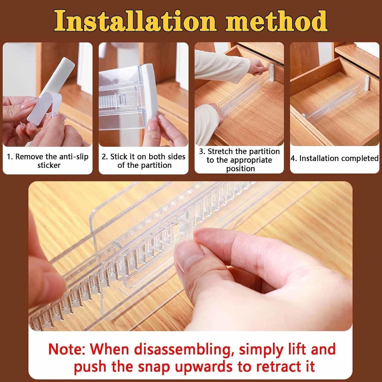 4 Pcs Drawer Dividers for Clothes, 3.15" High 11.34"-19.69" Adjustable Expandable Dresser Drawer Organizer, Clear Plastic Separators for Dresser, Baby Clothing (4, clear)
