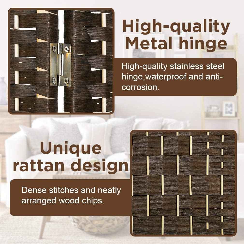 Room Divider and Folding Privacy Screens, 6 Panel Wall Wood Folding Screen Partitions with Removable Storage Shelves, 6FT Divider Freestanding Partition for Home Office Bedroom, Brown