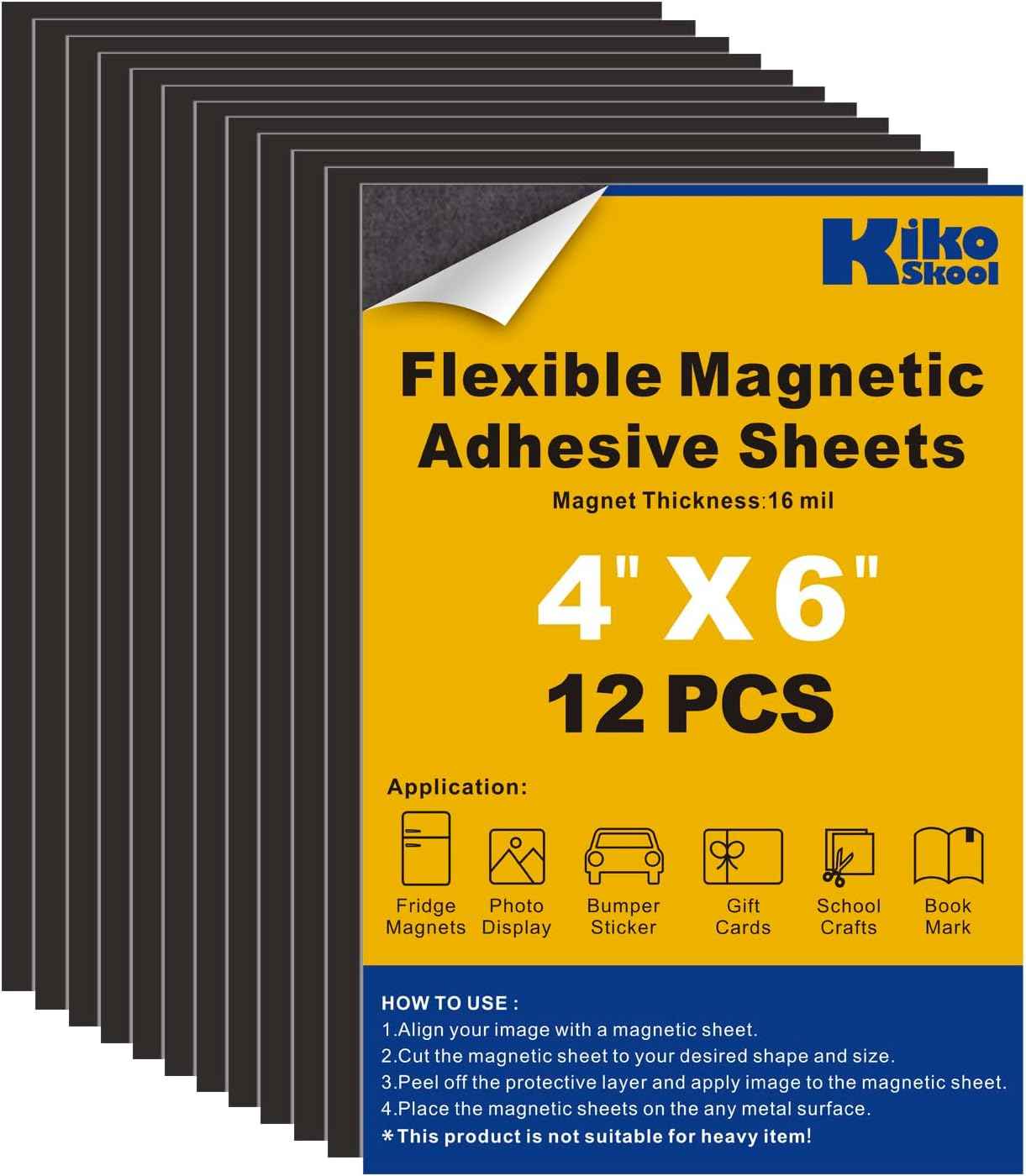 Magnetic Adhesive Sheets, 4x6 inch,12 Pack, Flexible Magnet with Self Adhesive Backing for Crafts and Pictures.(4x6 Inch)