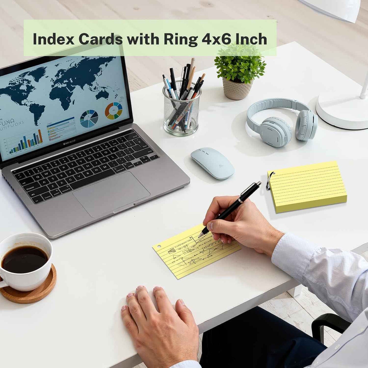 160 Pcs Index Cards with Ring 4 x 6 Inch Colored Heavyweight Ruled Flash Cards, Flashcards with Ring for School & Office Supplies and Home Organization, Durable Study To Do List Lined Note Cards