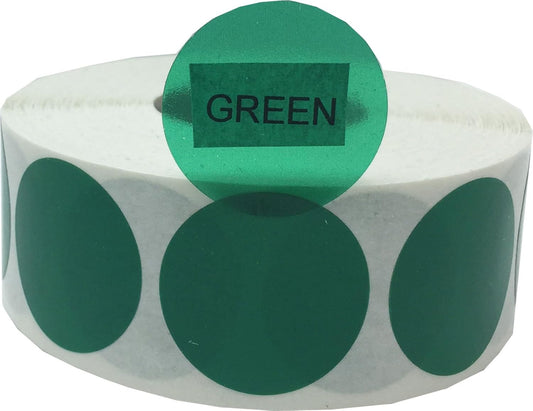 Transparent Green Color Coding Labels 1 Inch Round Circle Dot Stickers 500 Total Adhesive Labels Per Roll for Inventory Organization Retail and Storage Use Made in The USA