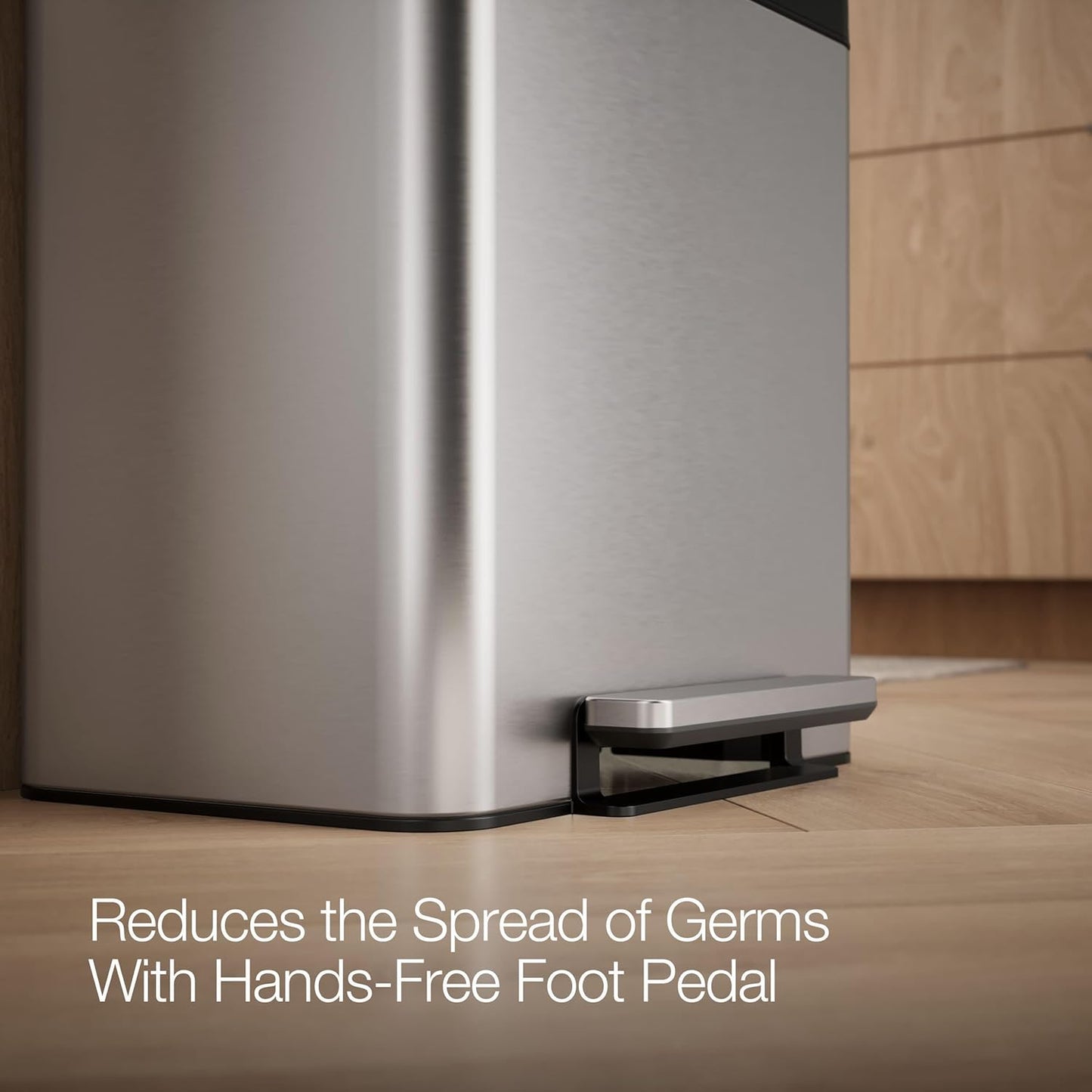 Kohler 8 Gallon Compact Hands-Free Kitchen Step Can, Trash Can with Foot Pedal, Quiet-Close Lid, Stainless Steel, K-20942-ST