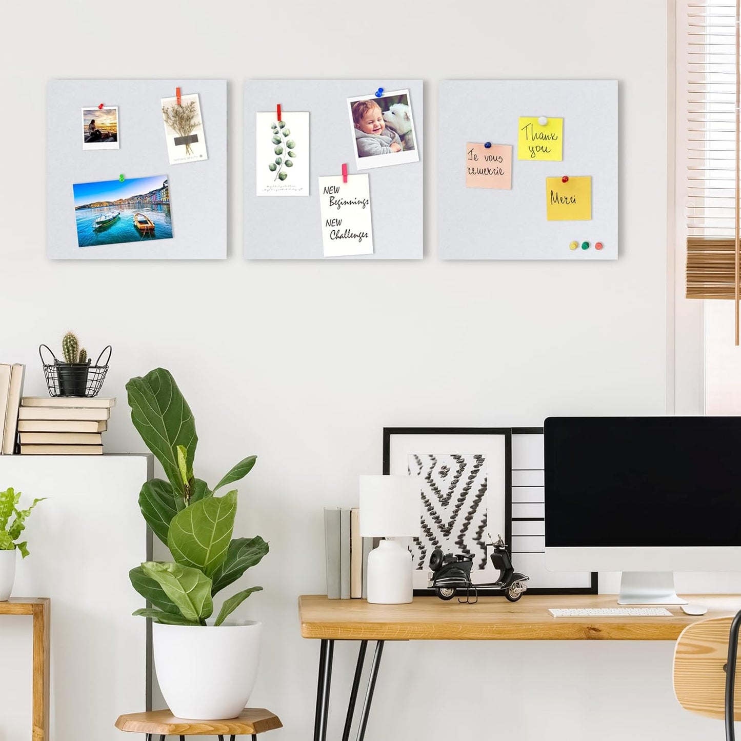 AKTOP White Cork Bulletin Board 12x12, 1/2" Thick Felt Cork Board Tiles 12 Pack, Small Square Pin Board for Wall, Self Adhesive Corkboards with 120 Push Pin Wood Clips for School, Home & Office - Lumora Desk