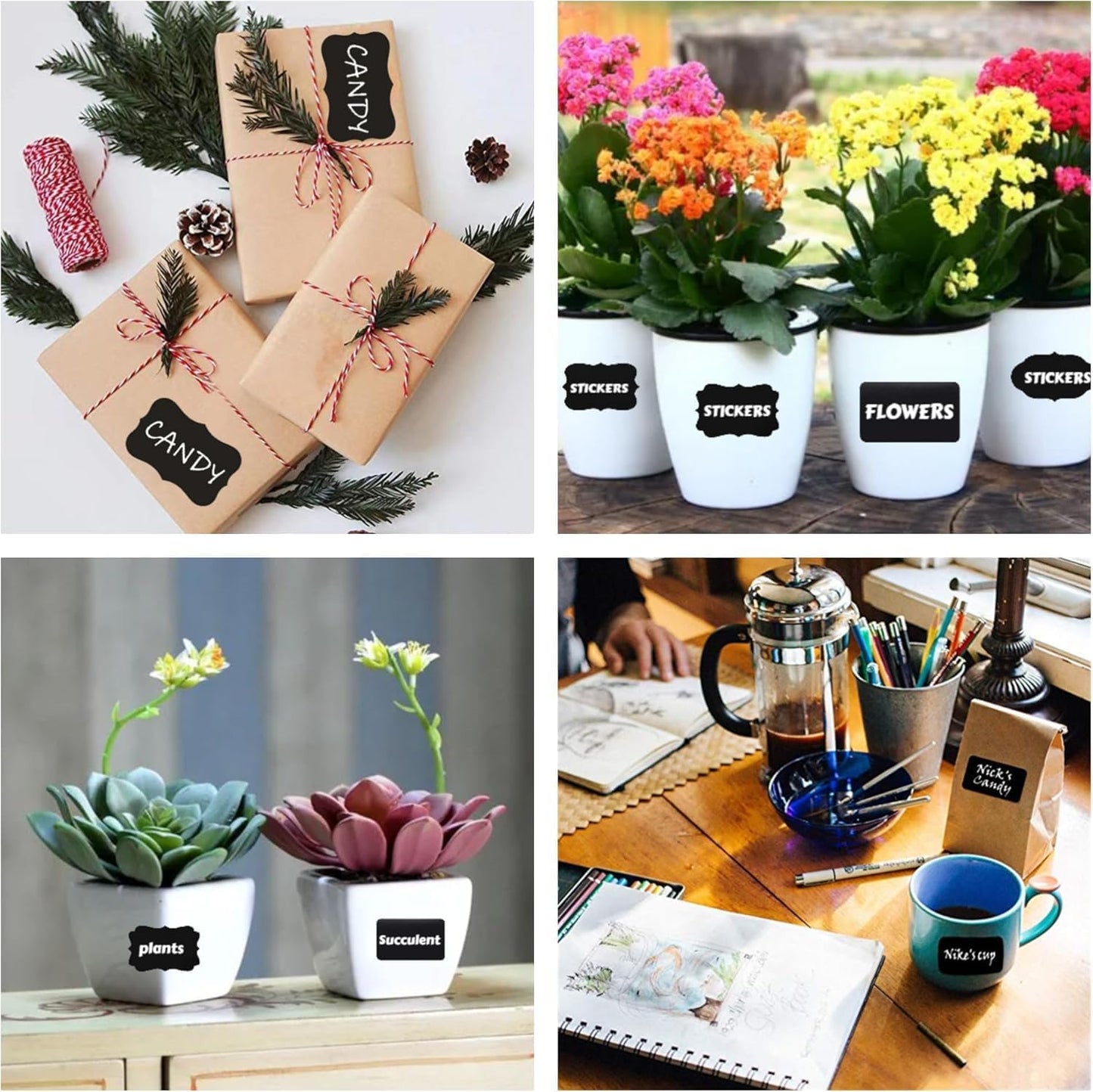 Chalkboard Label 240 Pcs Waterproof Reusable Labels for Food Containers Chalk Sticker Labels with 3 Liquid Chalk Markers for Mason Jars, Parties Decoration, Craft Rooms, Storage, Home, Kitchen