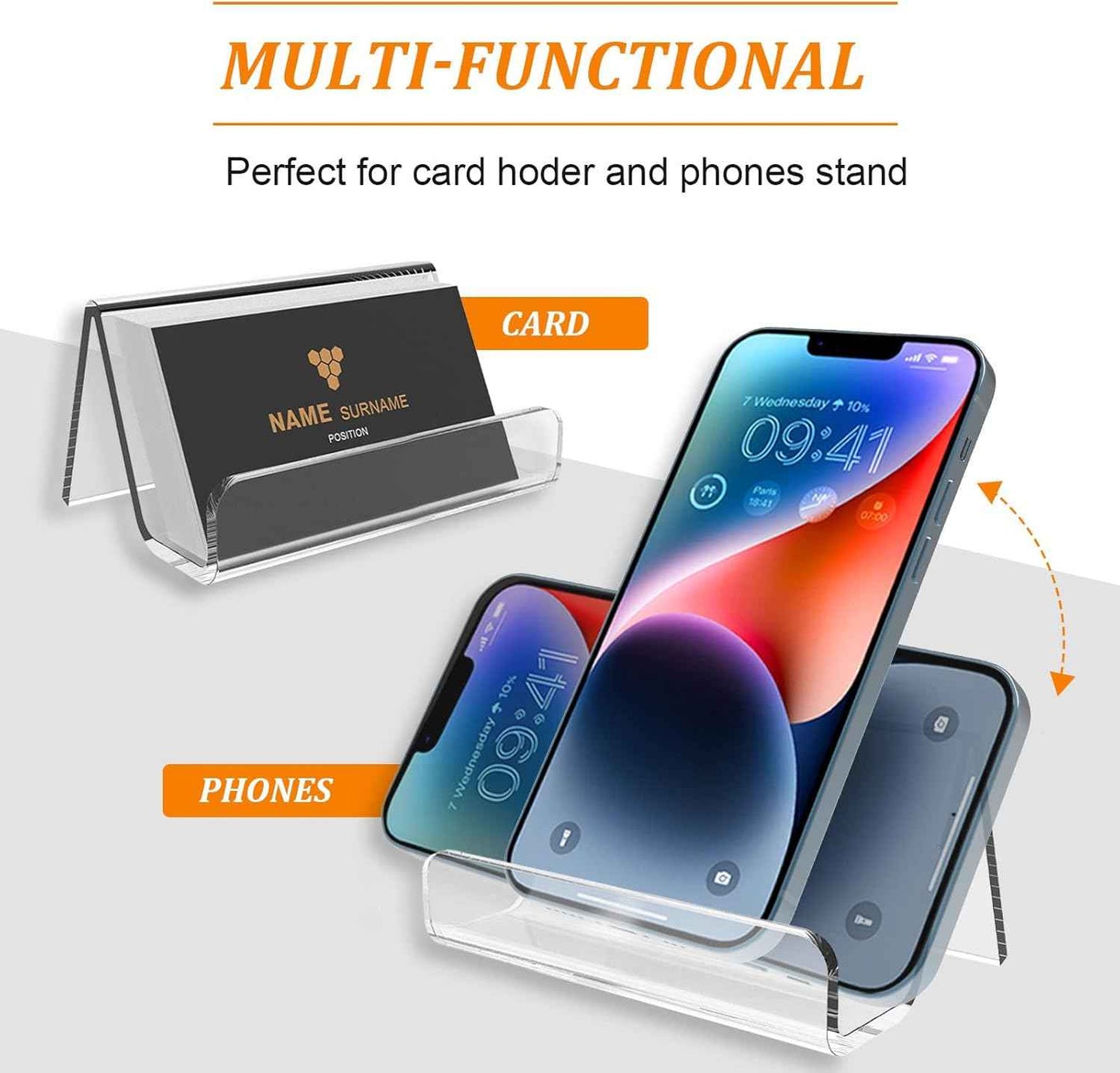 Acrylic Business Card Holder for Desk, Business Card Stand Desktop Business Card Holders for Exhibition，Office Acrylic Business Card Stand Display ，Capacity: 50 Cards （3 Pack）…
