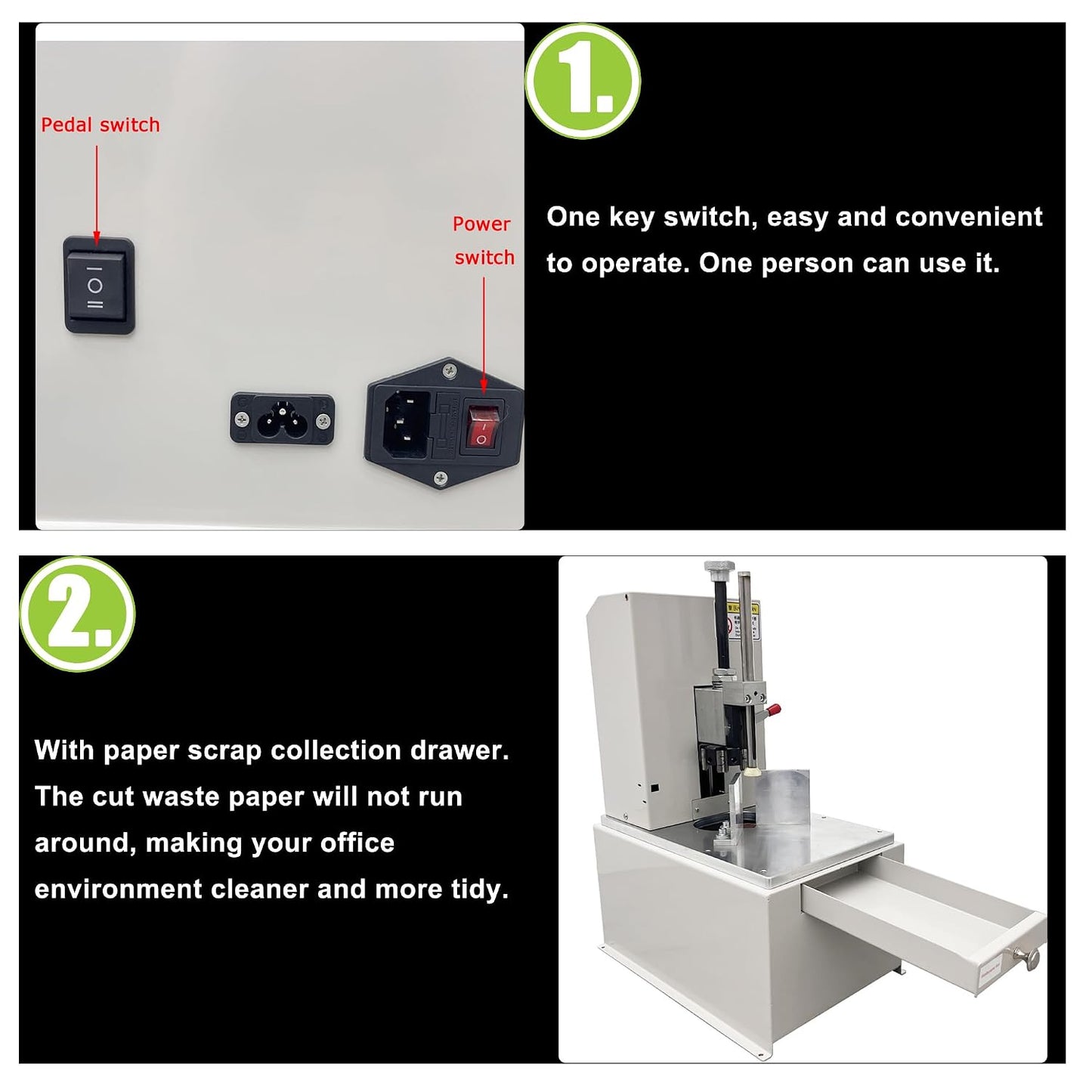 Electric Corner Rounder with Paper Drawer Semi-Automatic Desktop Paper Corner Rounding Cutter with Foot Pedal Cutting Radius R3-R9 7PCS Cutting Dies 110V