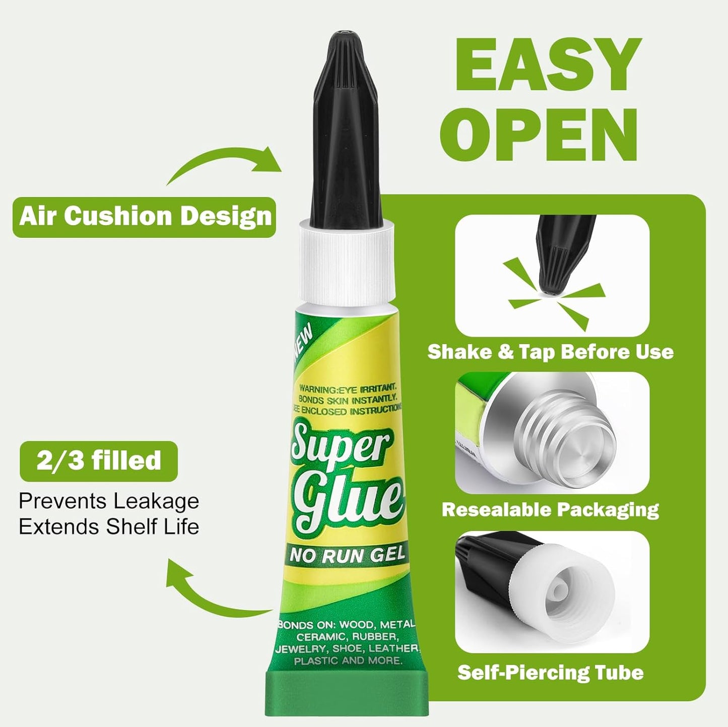 Super Glue Gel Clear 3 Gram (Pack of 12) for Plastic Metal & Wood – Instant CA Adhesive All Purpose Multipack, Cyanoacrylate Glue for Ceramic 3D Printing Shoe Crafts, Strong Bonding Single Use Minis