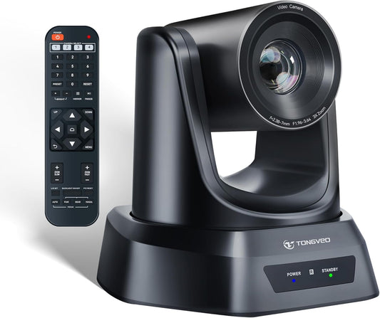 3X Optical Zoom PTZ Camera HDMI USB 3.0 1080P 60fps 114-Degree Wide-Angle for Video Conference Business Meeting Live Streaming Online Learn with Zoom YouTube Teams OBS and More