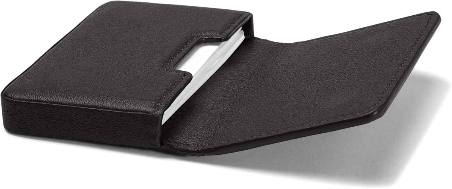 Leatherology Black Onyx Full Grain Leather Business Card Case – Slim Professional Card Holder with Magnetic Closure | Fits 20 Business or 9 Credit Cards