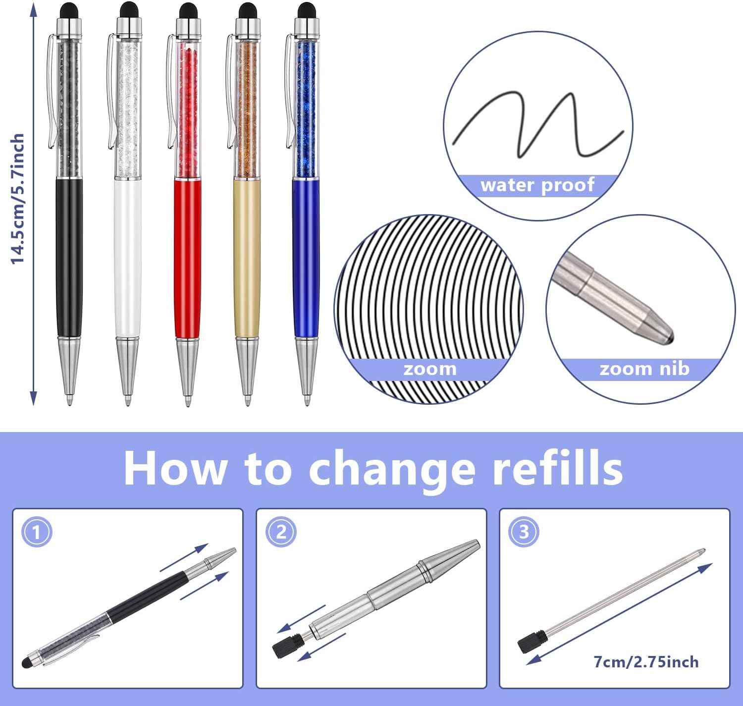 MengRan 2.75'' Mini D1 Ballpoint Ink Pen Refills for Twist Pens, 1mm Medium Tip, Compatible with Swarovski Pen Refills (10 Pcs Black Ink)