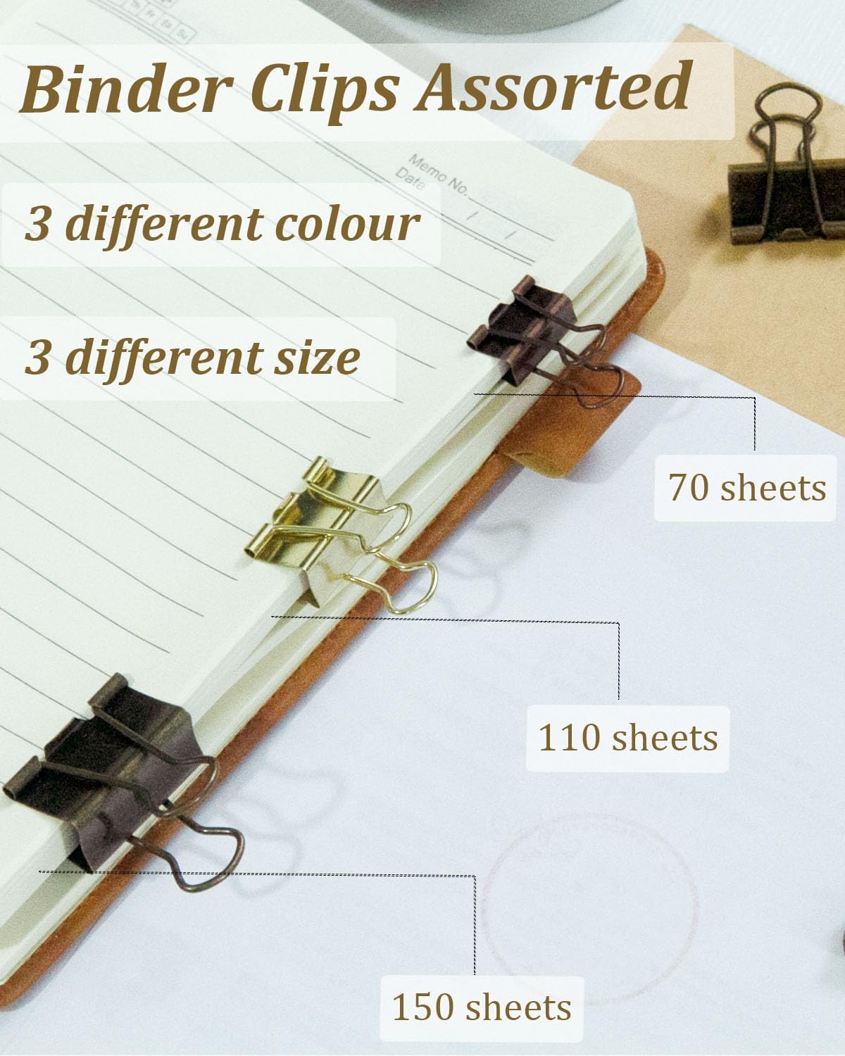 Mini Binder Clips 0.75in 24-Pack - Multicolor Bronze Clips for Notes with Magnetic Case