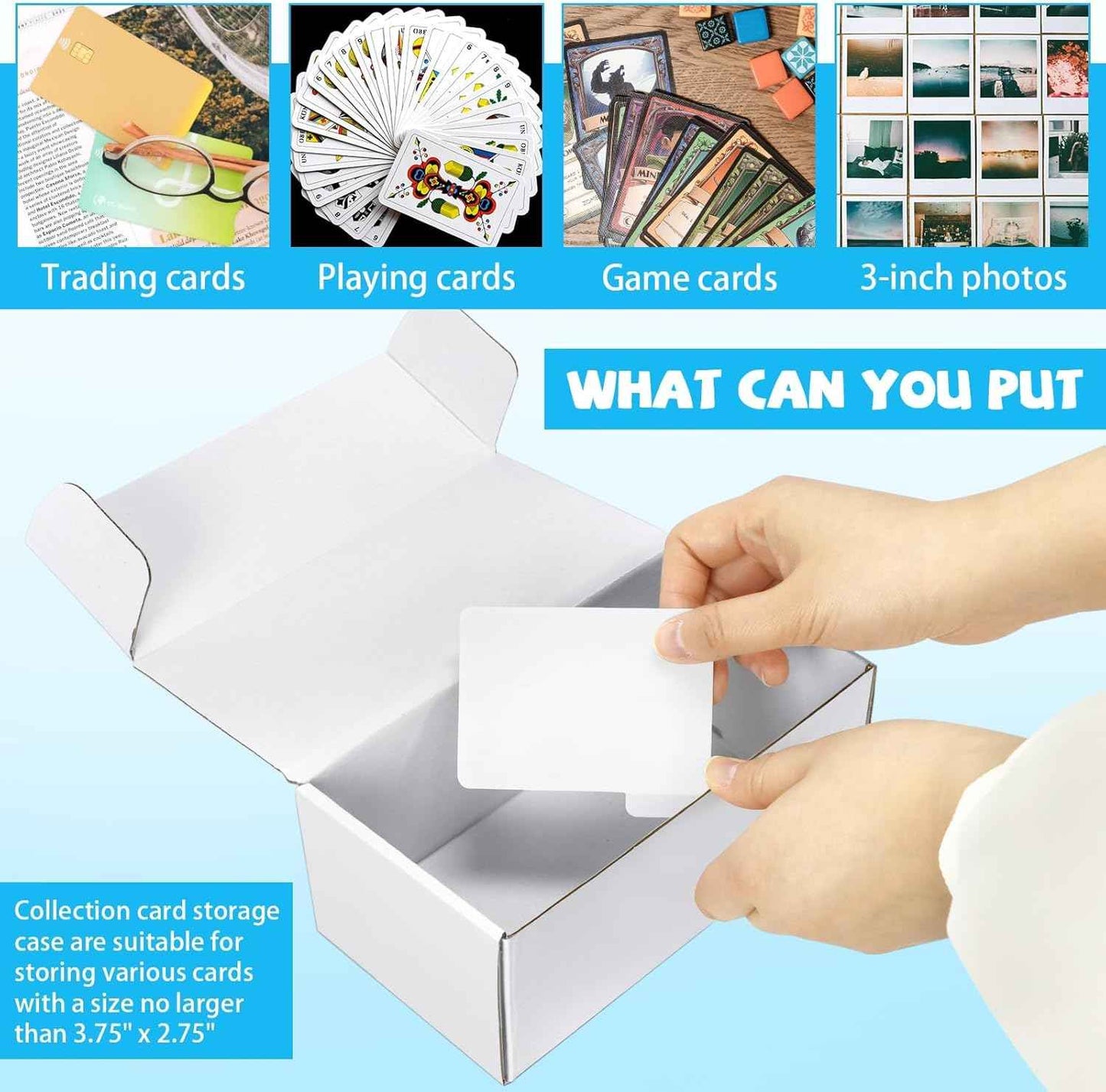 VOKOY Trading Card Storage Box with Dividers, 6 Pack • 400 Count Bulk Card Collection Case, Corrugated Cardboard Storage Box for Sports, TCG/Magic/Mtg Cards (Horizontal Length 7.5 Inch)