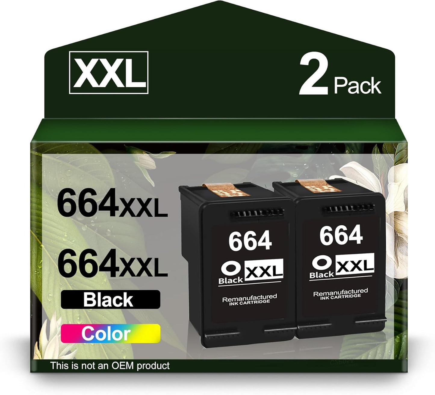 664XL Black Ink Cartridge Replacement for HP 664 XL 664 Combo Pack for DeskJet 3635 3636 3638 1115 2135 2138 4675 4535 4536 4676 4678 4538 Printer (2-Pack)