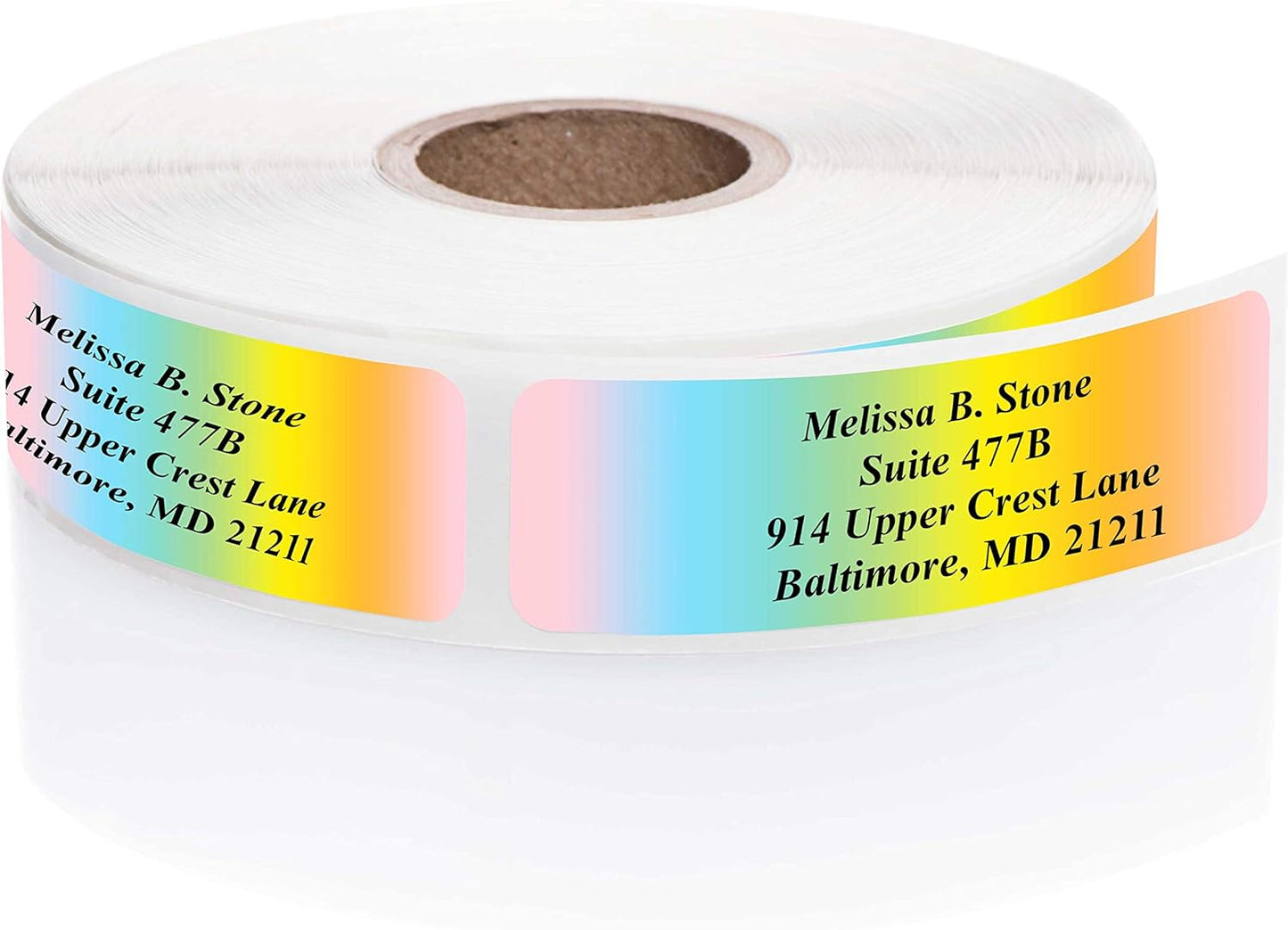 Cascading Rainbow Personalized Return Address Labels Without Dispenser - Roll of 250 Custom Stickers - Lumora Desk