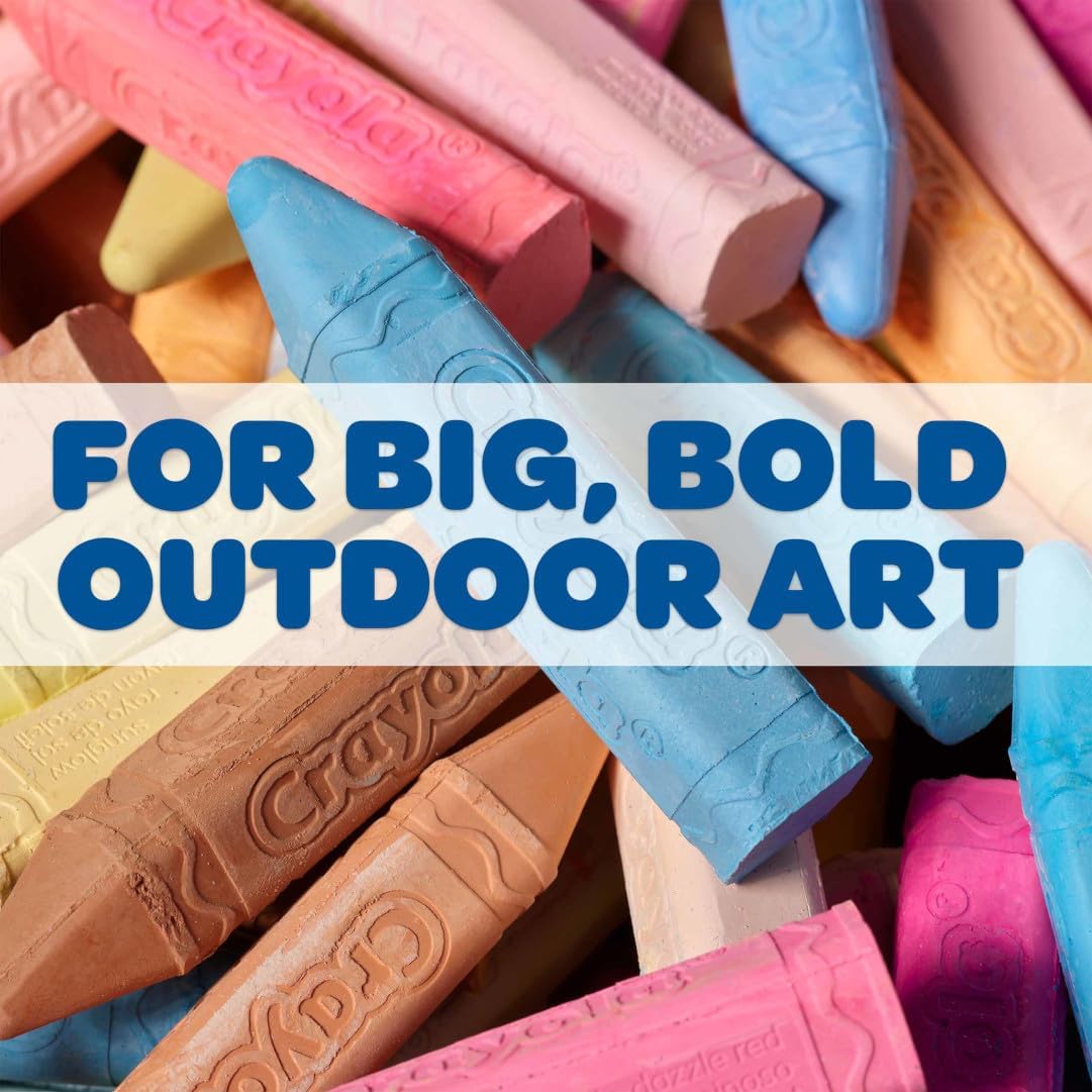 Crayola Washable Outdoor Sidewalk Chalk Collection (130ct), Bulk Anti-Roll Chalk Sticks for Kids, Classroom Recess Toys, Outdoor Toys & Activities for Kids