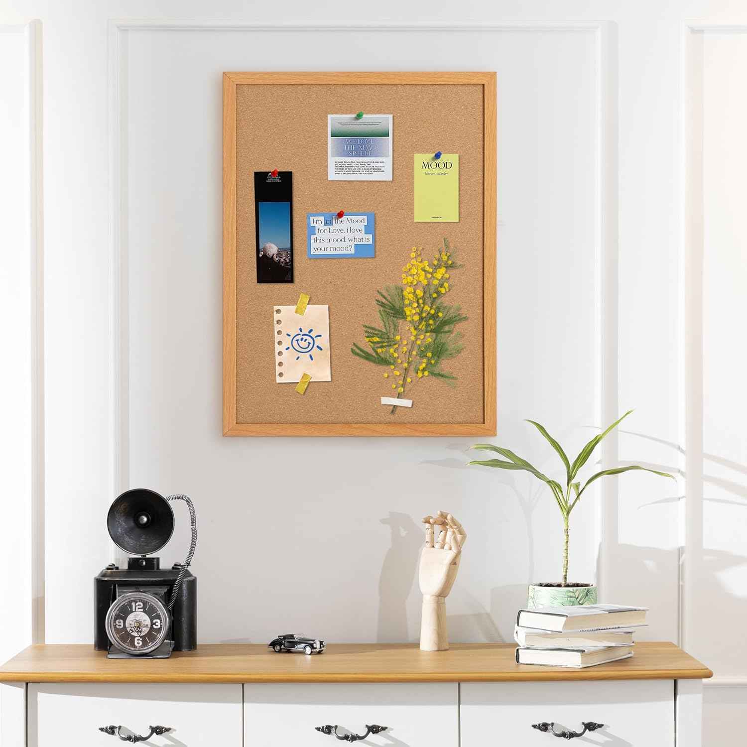Board2by 2 Pack Cork Board Bulletin Board 18" x 24", Wood Framed Corkboards for Wall Decor, Hanging Office Message Board, Wall Mounted Notice Pin Board with 30 Push Pins for School, Home & Office