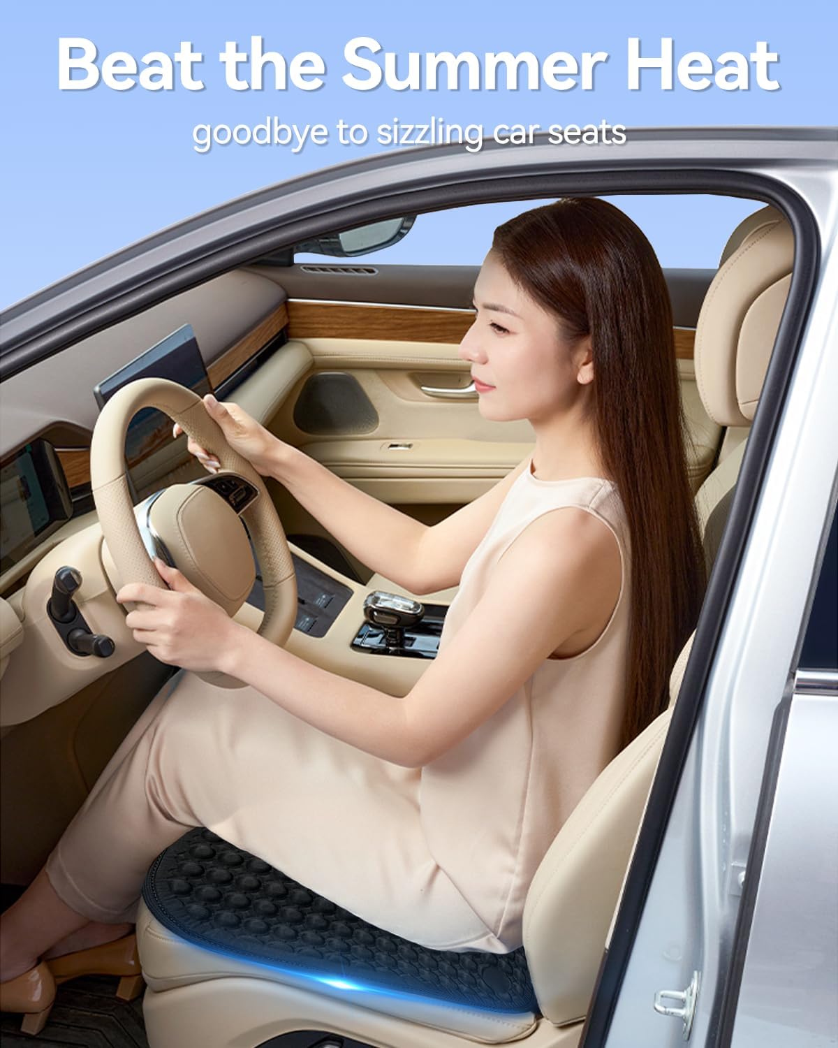 Cooling Ice Car Seat Cushion for Long Driving, Super Cold Car Cushion, Gel Seat Cushion Keep Cool for Long Car Rides