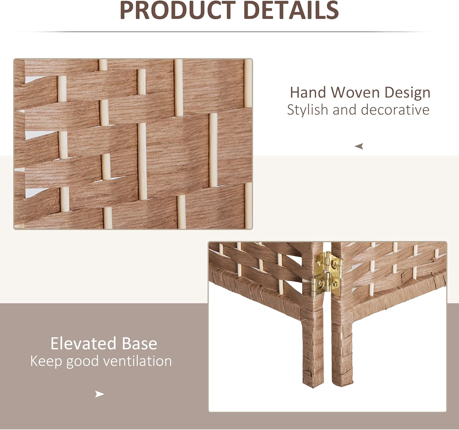 HOMCOM Room Divider 4 Panels Folding Privacy Screen 6FT Tall Portable Wicker Weave Partition Wall Divider for Bedroom Home Office, Natural Wood - Lumora Desk