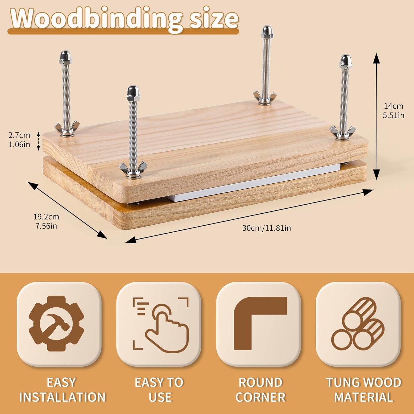 JUPEAN Book Binding Kits, Bookbinding Supplies, Bookbinding Kit for Beginners Bone Folder Tool with Paper Awl Waxed Thread Book Press for DIY 7.9”x11.6”
