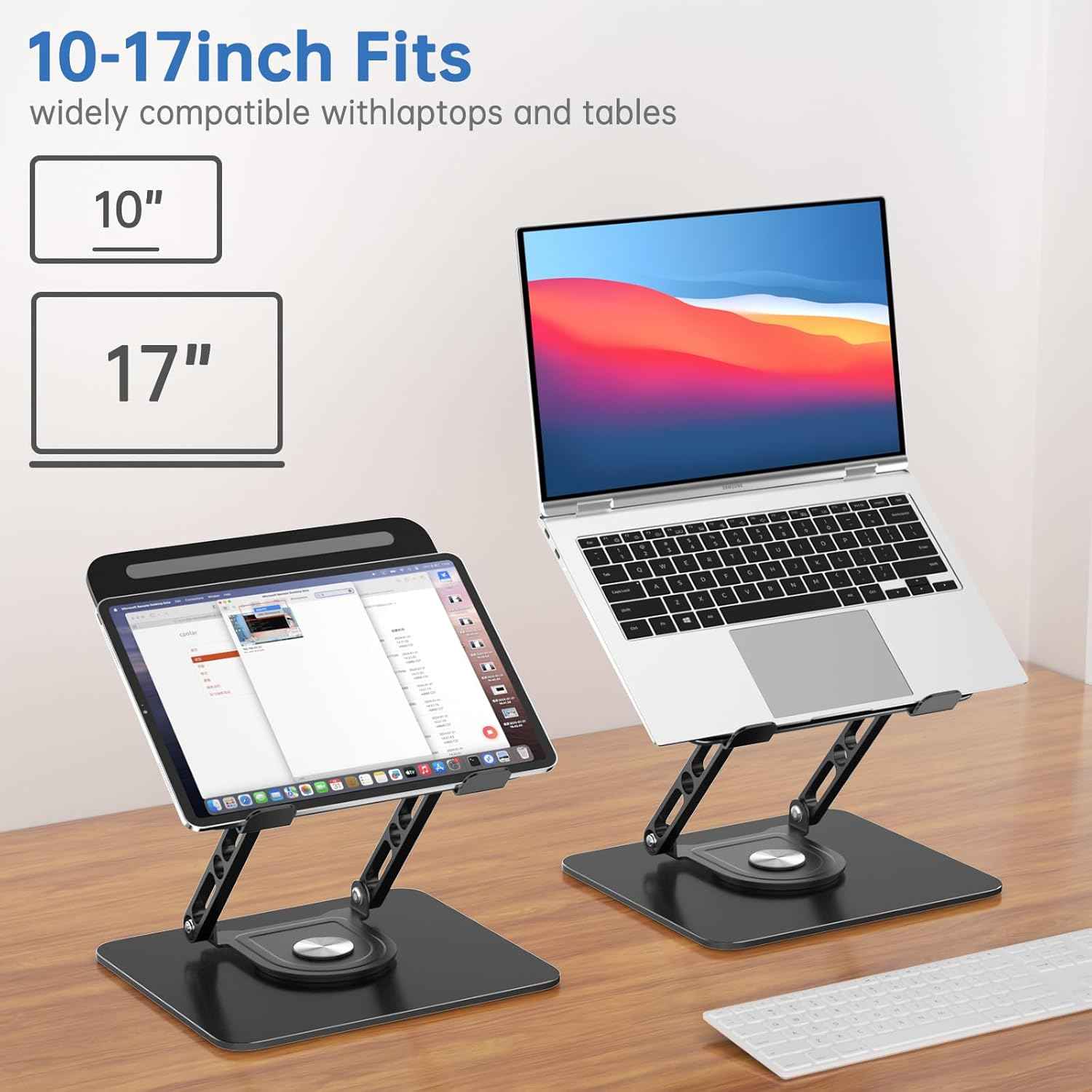 Laptop Stand for Desk Adjustable Computer Stand with 360 Rotating Base Ergonomic Laptop Riser Mount for Desk Foldable Protable Computer Desk Fits with MacBook Pro Air,