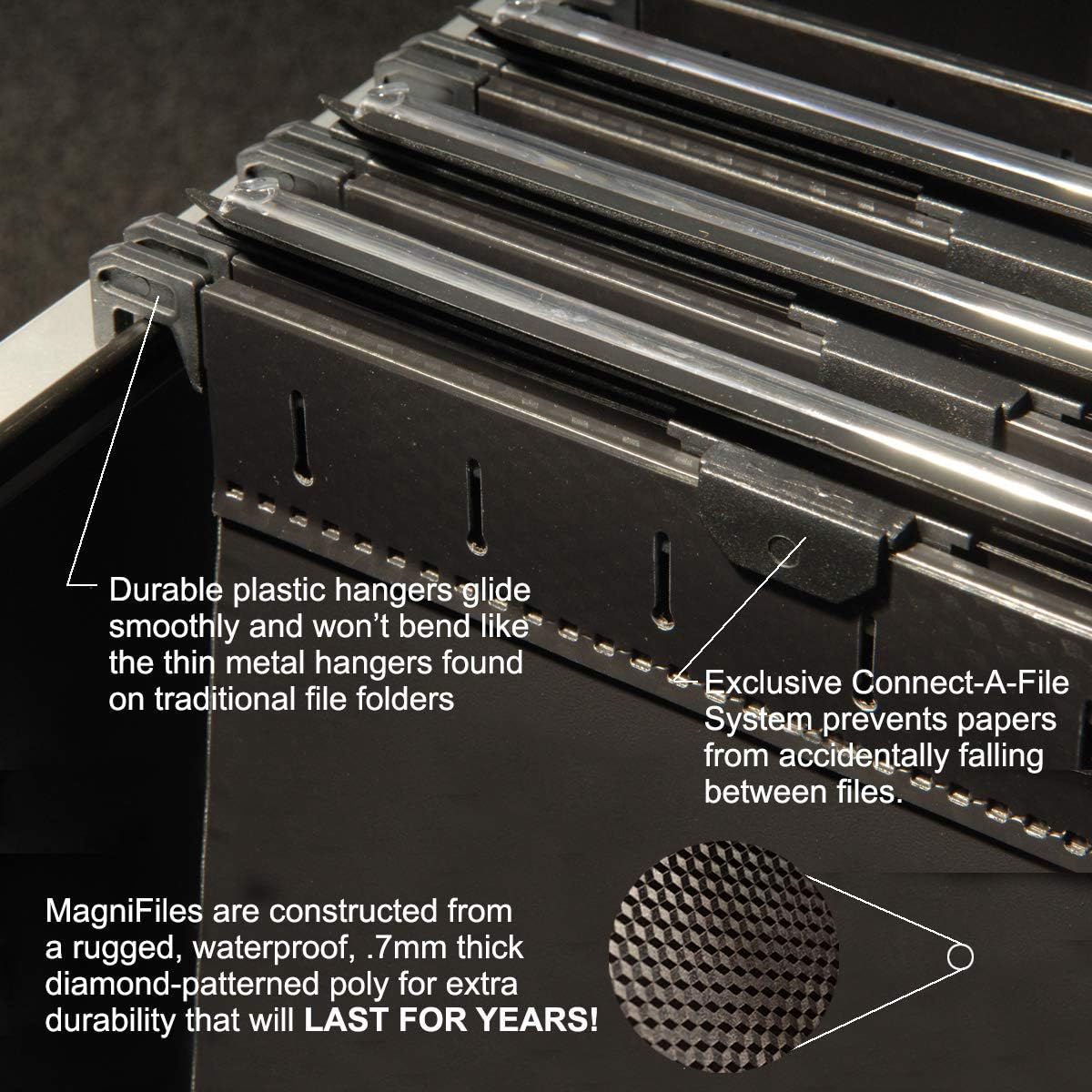 Ultimate Office MagniFile Hanging File Folders (Black, 2" Box Base, Set 2)