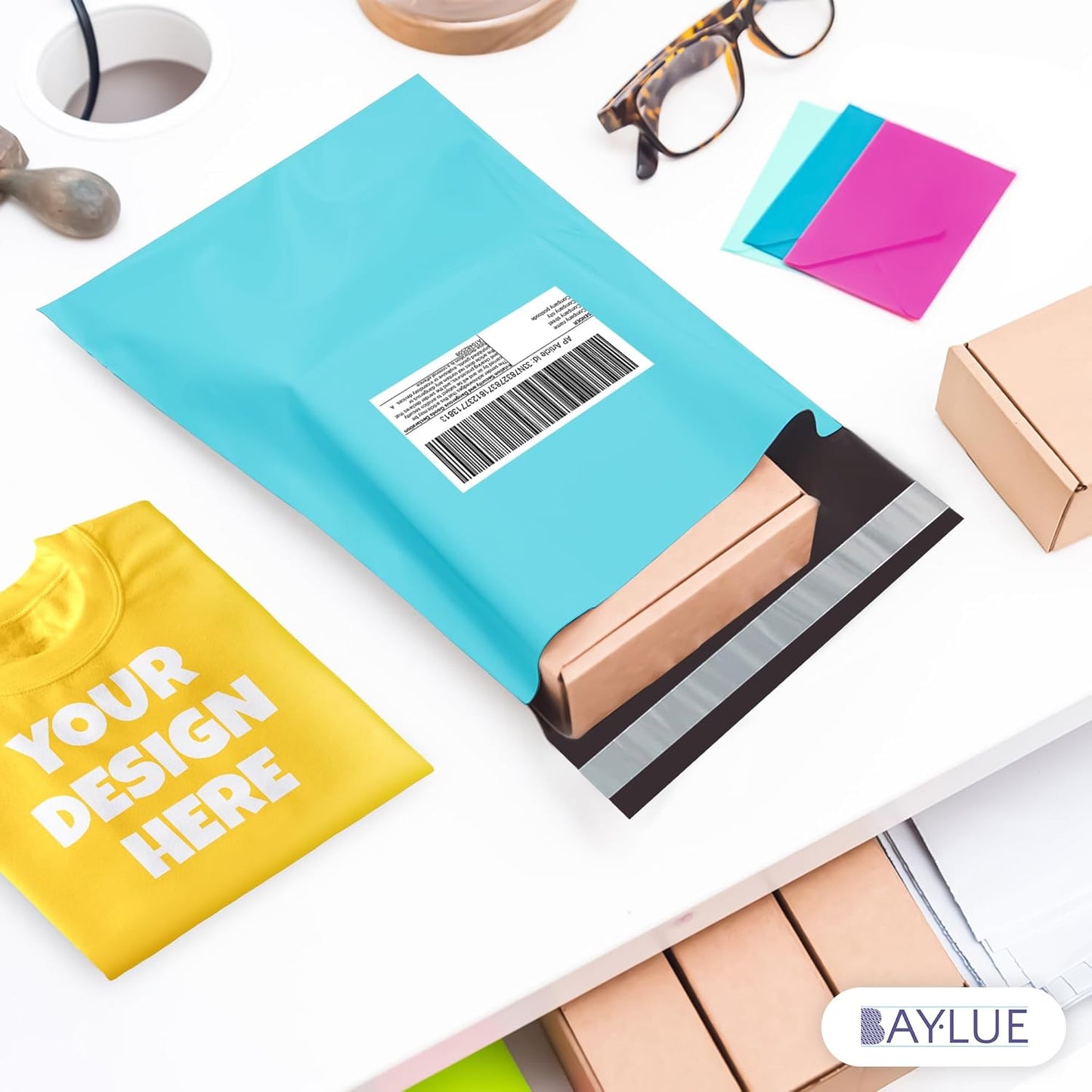 Teal Large Poly Mailers 14.5x19 Inch | Strong Adhesive Self-Seal Mailer Bag | Tear, Tamper, Water Resistant Shipping Envelopes | Thick Strong polymailer Bags | Clothing Shipping Bags | 500 Pcs Bulk - Lumora Desk
