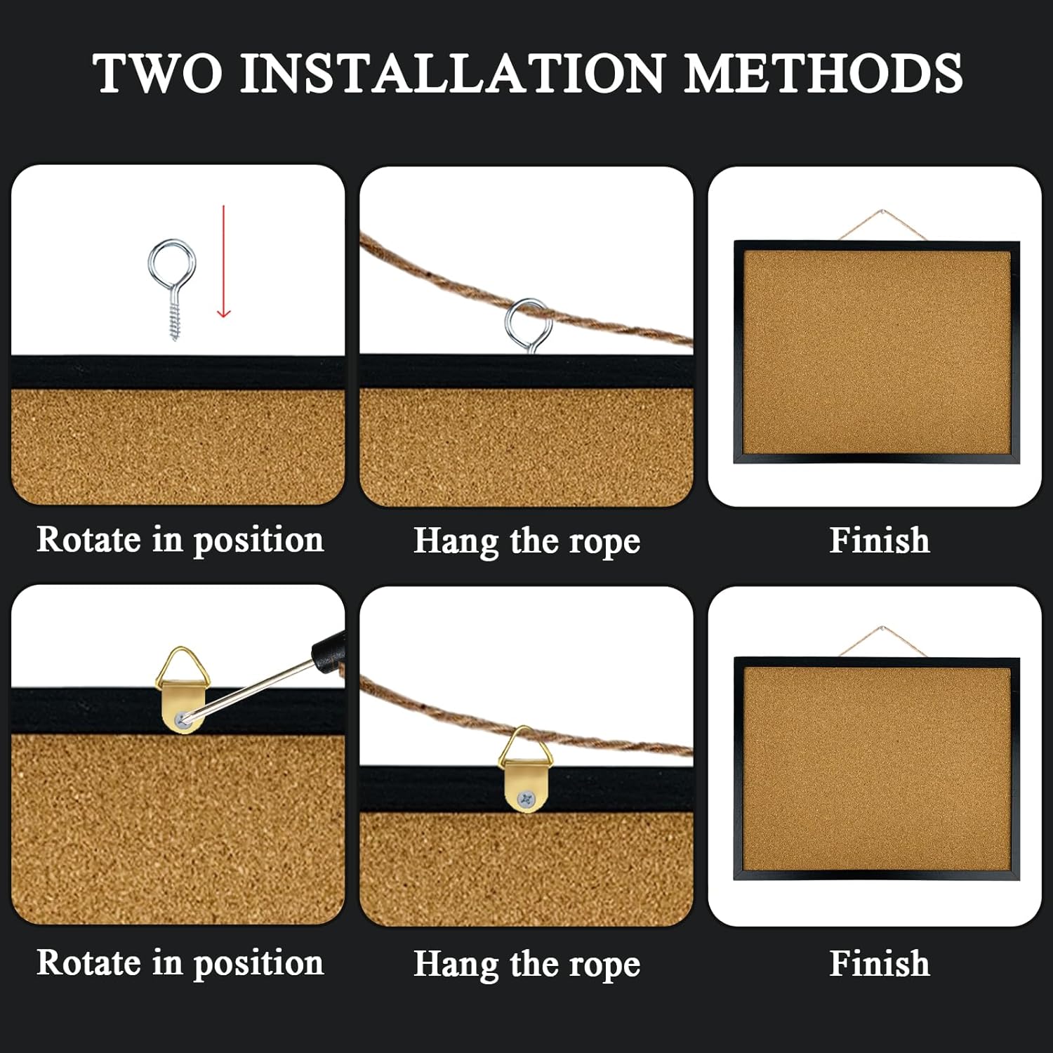 Cork Bulletin Board, 17.7X 13.3 Inches with Oak Wood Finish Frame, Wall Mounted for Office Home and School(Pins, Eye Bolts, gaskets, Screws) - Lumora Desk
