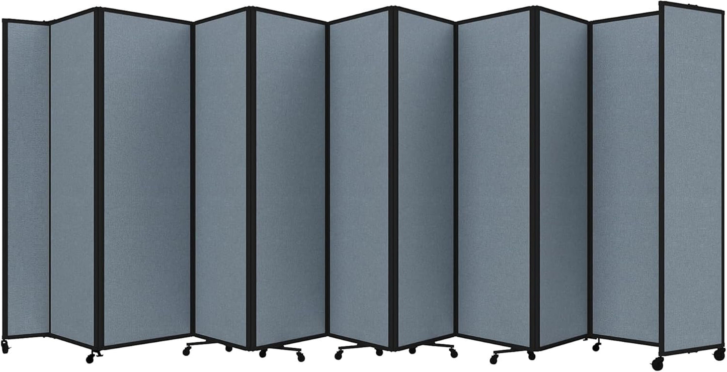 Versare Room Divider 360 Portable Wall Partition | Folding Panels | Large Freestanding Divider | Locking Wheels | Temporary Room Separator | 25' x 7'6'', Powder Blue