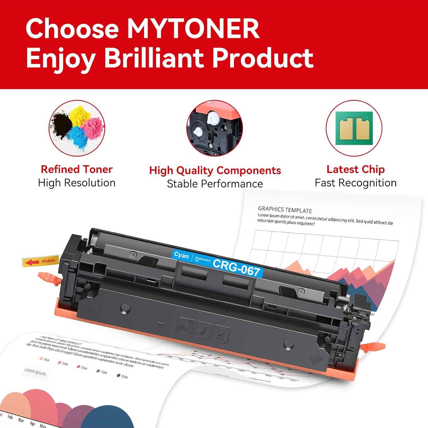 MYTONER 067 Toner Cartridge Set Compatible Replacement for Canon 067 067H Toner for Color imageCLASS MF656Cdw LBP632Cdw MF654Cdw MF653Cdw LBP633Cdw MF650C LBP630C Printer (4 Pack 067 High Yield Ink)