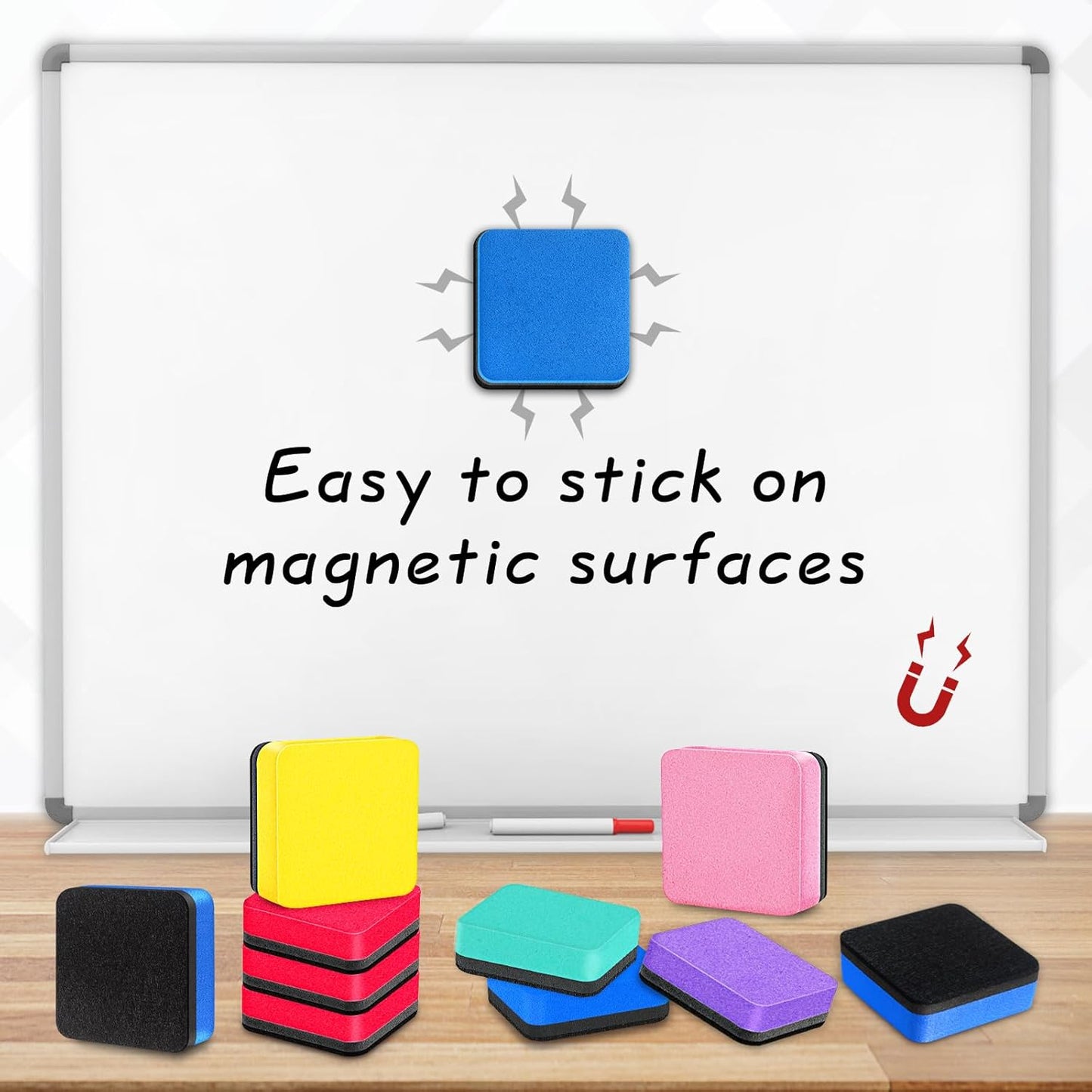 Cube Dry Erase Erasers, 200 Packs Mini Magnetic Whiteboard Dry Erasers in 6 Colors, Chalkboard Cleaner Wiper for Classroom, School, Home, and Office Supplies
