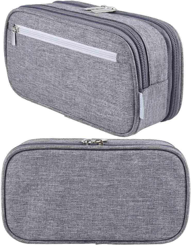 Large Capacity Pencil Case Big Pencil Bag Pouch High Storage Pen Pencil Holder Marker Portable Office Stationery Desk Organizer Makeup Bag Adults, Gray