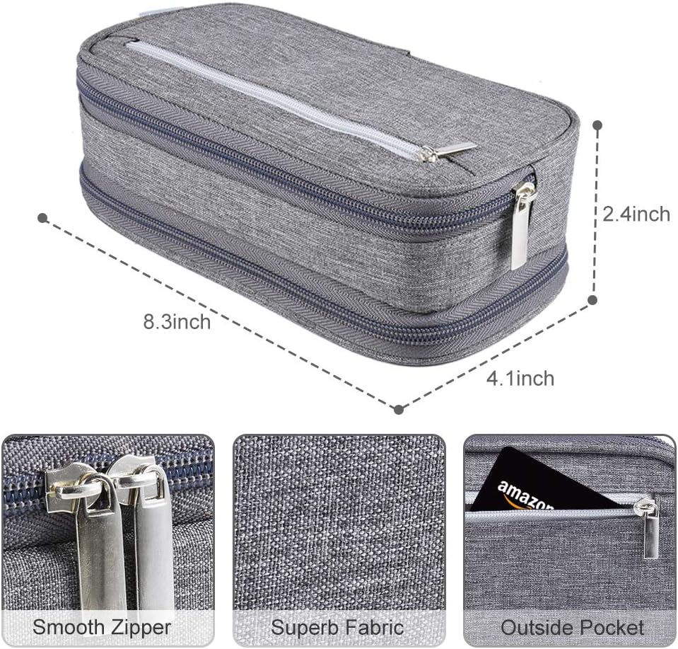 Large Capacity Pencil Case Big Pencil Bag Pouch High Storage Pen Pencil Holder Marker Portable Office Stationery Desk Organizer Makeup Bag Adults, Gray