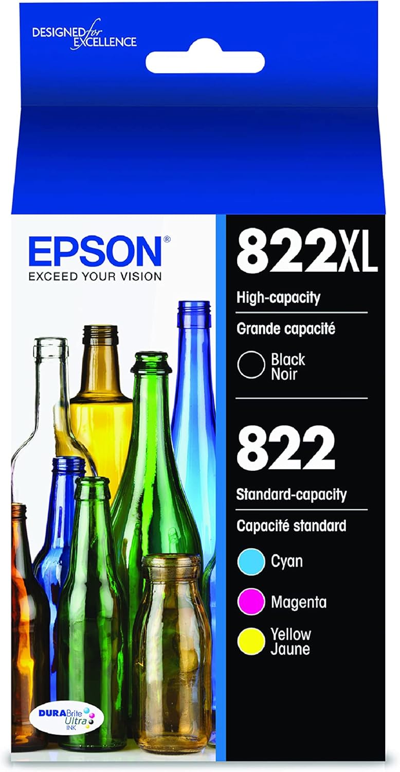 Epson Workforce Pro WF-4830 Wireless All-in-One Printer with Auto 2-Sided Print & EPSON T822 DURABrite Ultra Ink High Capacity Black Cartridge & EPSON T822 DURABrite Ultra Ink High Capacity Black