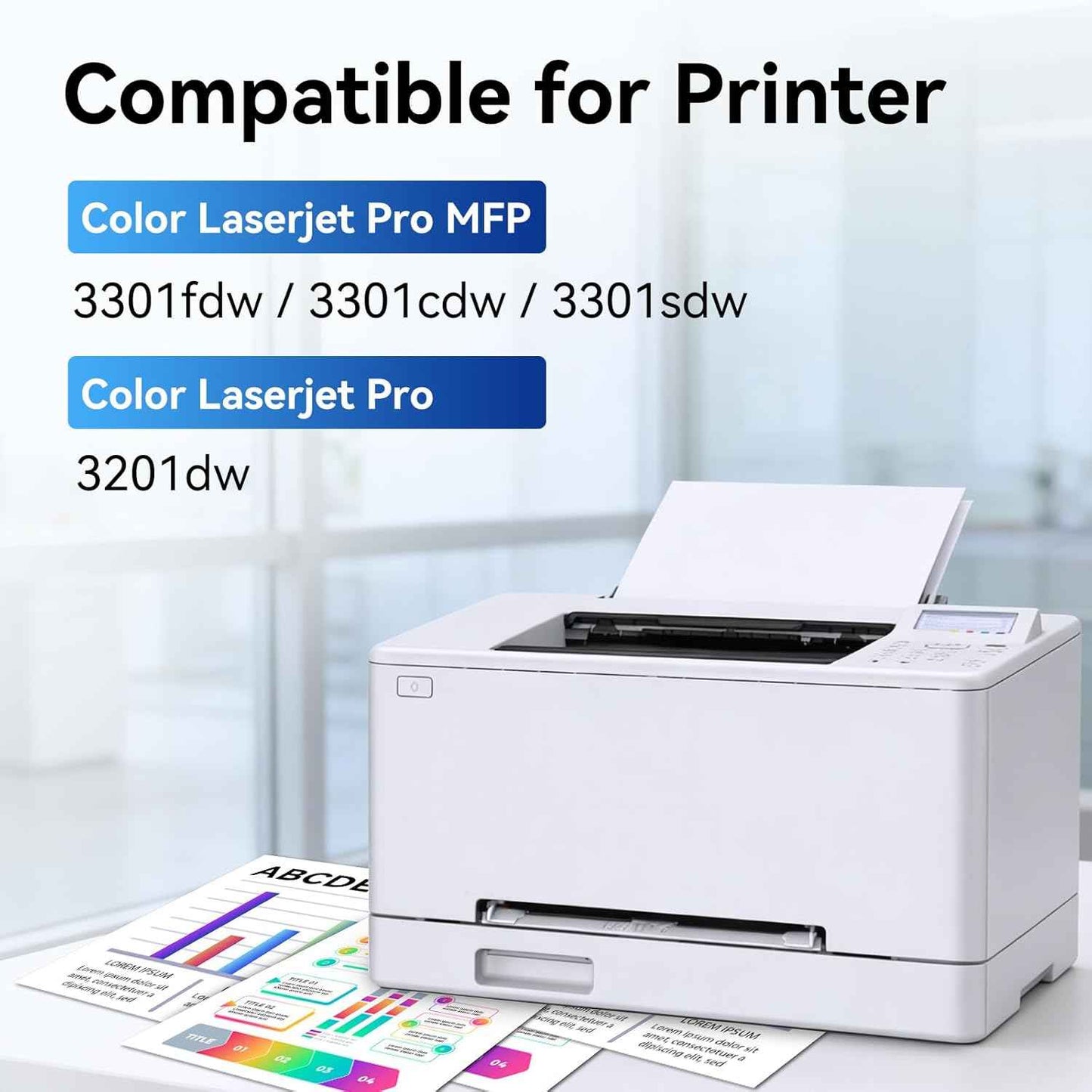 Compatible 218X Toner Cartridge Replacement for HP 218X Toner Cartridge Compatible for HP Color LaserJet pro MFP 3301sdw 3301fdw 3301cdw 3201dw Printer (Color, 4-Pack)