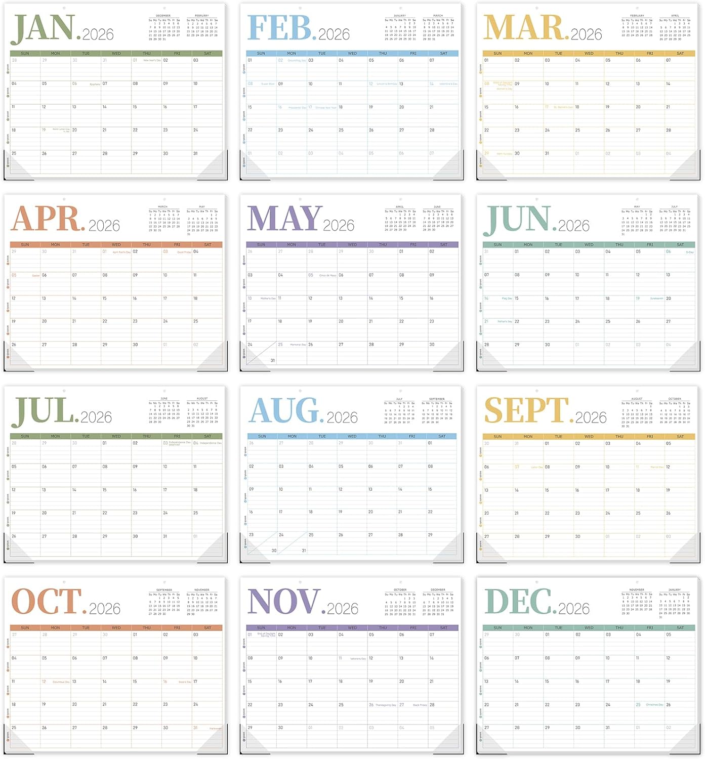 GuassLee Desk Calendar 2026, 18-Month Hanging Desk/Wall Calendar From 2026 Jan-2027 Jun, 14" X 11" Monthly Planner with Thick Paper For Office Home School Desk Organizing